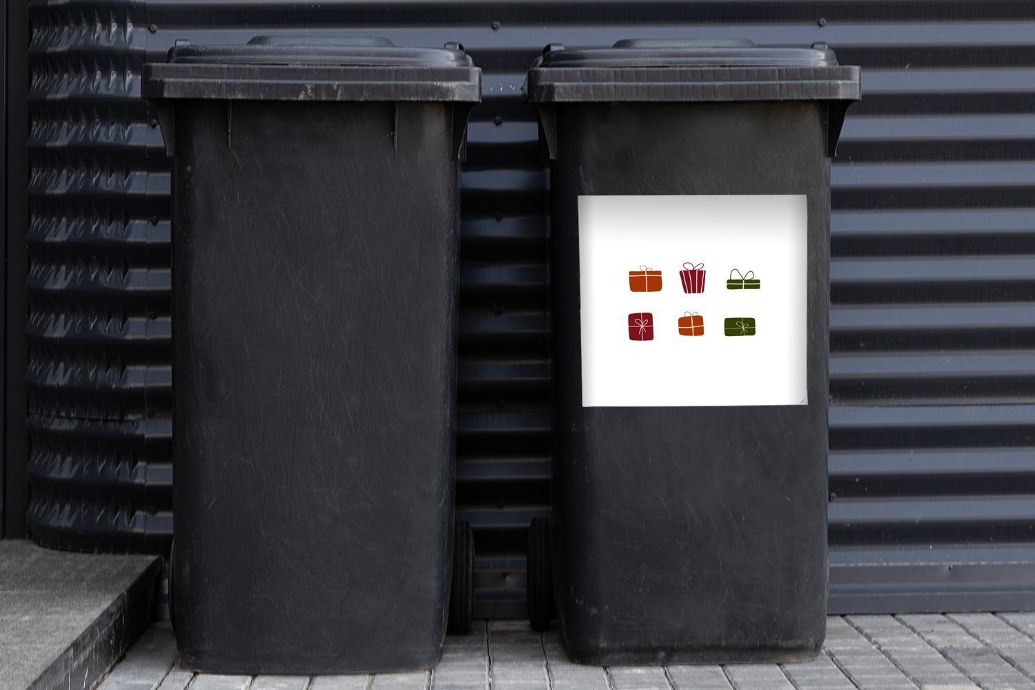 MuchoWow Wandsticker Weihnachten - Container, Mülleimer-aufkleber, Geschenk Sticker, Design Mülltonne, Abfalbehälter - St), (1