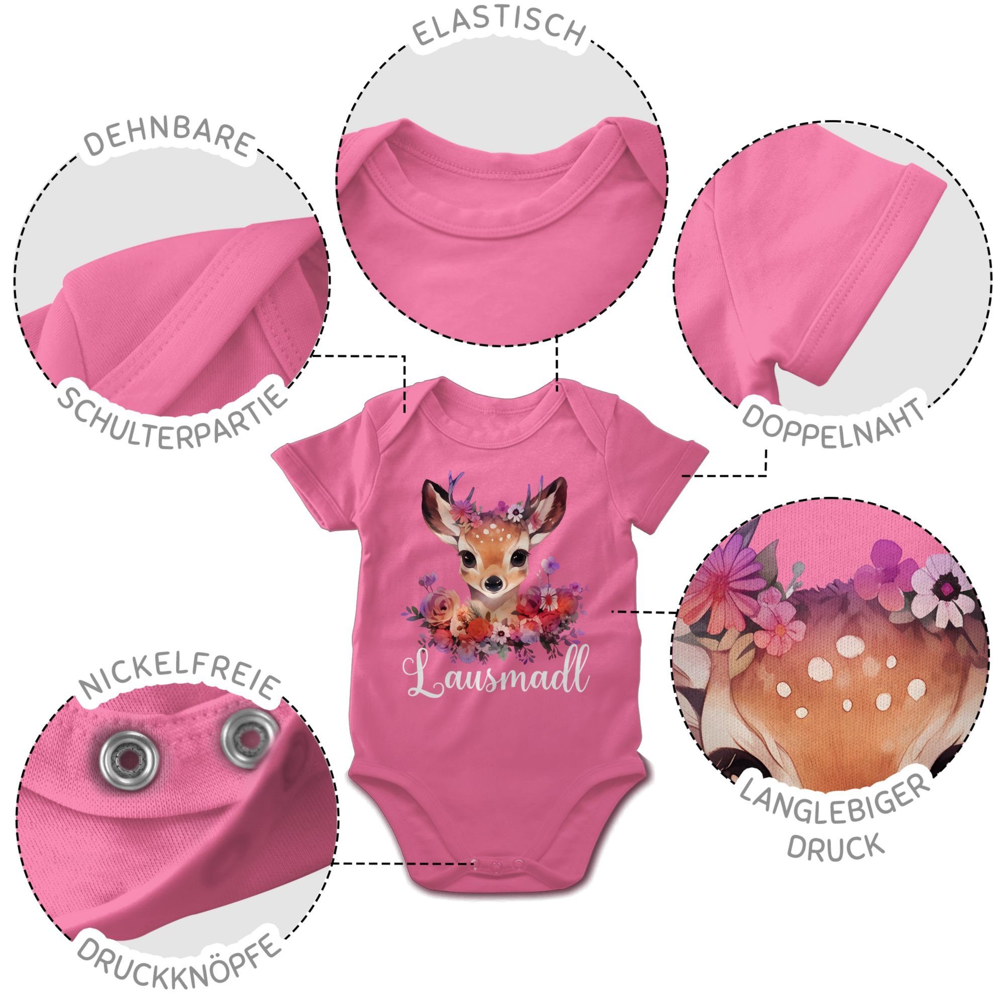 Shirtracer Shirtbody Lausmadl Lausmadel Lausdrindl Baby Mode für Oktoberfest 1 Pink Outfit Lausmädchen