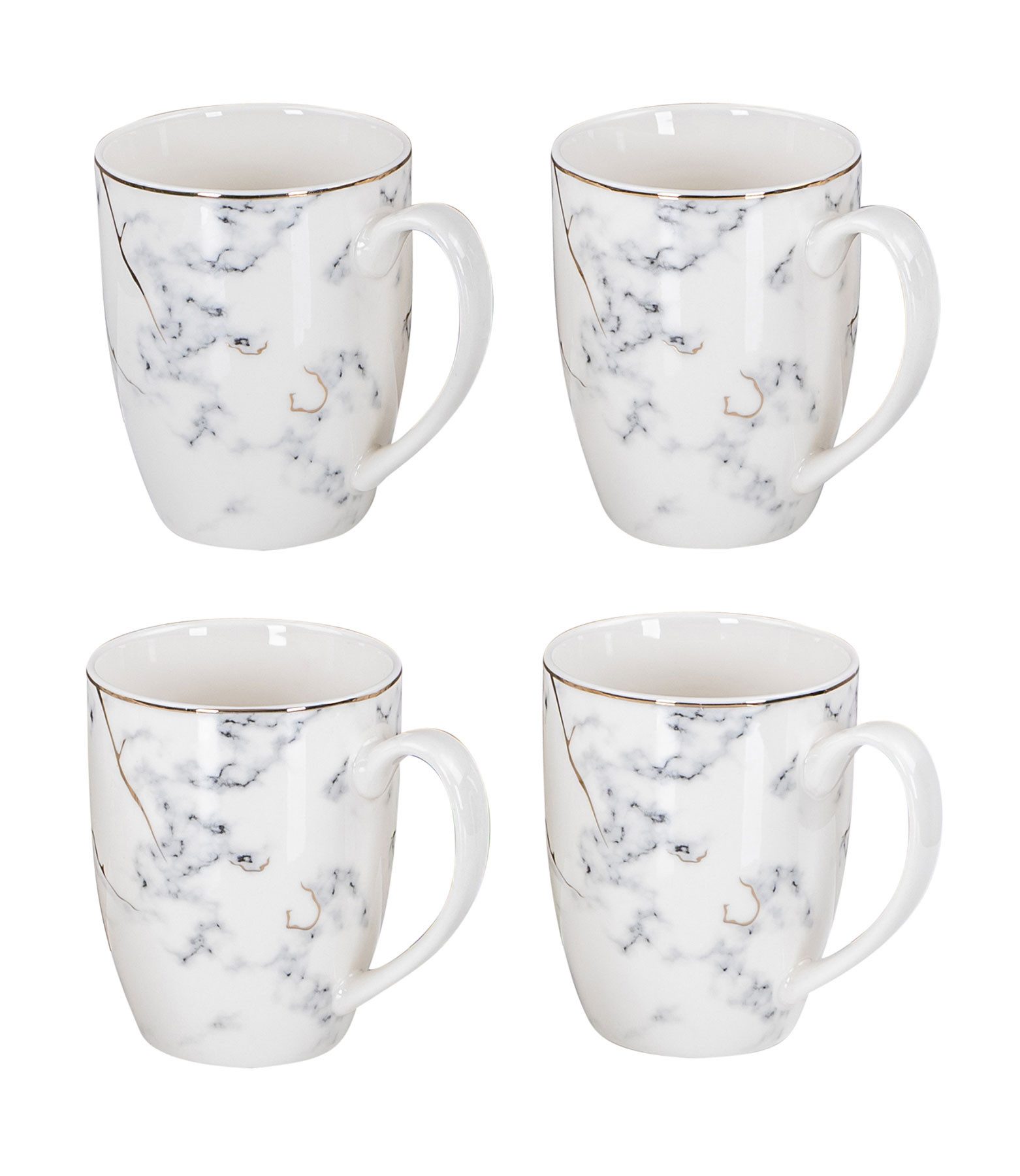Levandeo® Кружки, 4er Set Tassen Marmor Optik 300ml Weiß Gold Porzellan Kaffeetasse