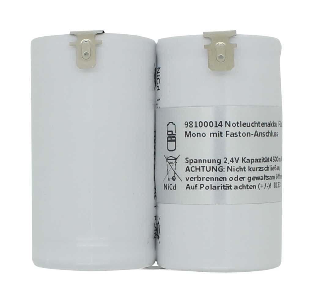 AccuCell Notleuchtenakku NiCd 2,4V 4500mAh Mono Faston-Anschluss 4500 F1x2 mAh (2,4 Akku V) pa mit D