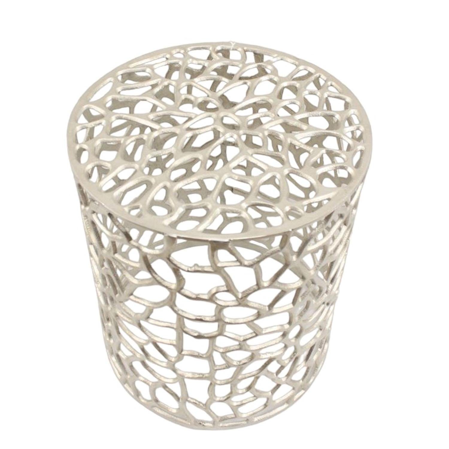 Casa Moro Beistelltisch Metall Tisch Dila Silber rund Designer Couchtisch Sofatisch (im 2er Set oder einzeln, aus Aluminium handgegossen), Kunsthandwerk