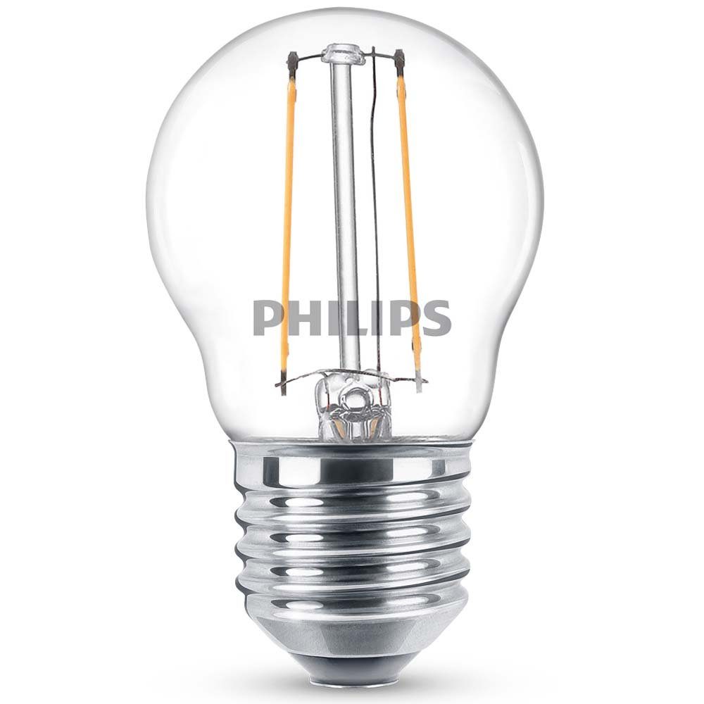 Philips LED-Leuchtmittel LED Lampe ersetzt 25W, E27 Tropfenform P45, klar, n.v, warmweiss Transparent