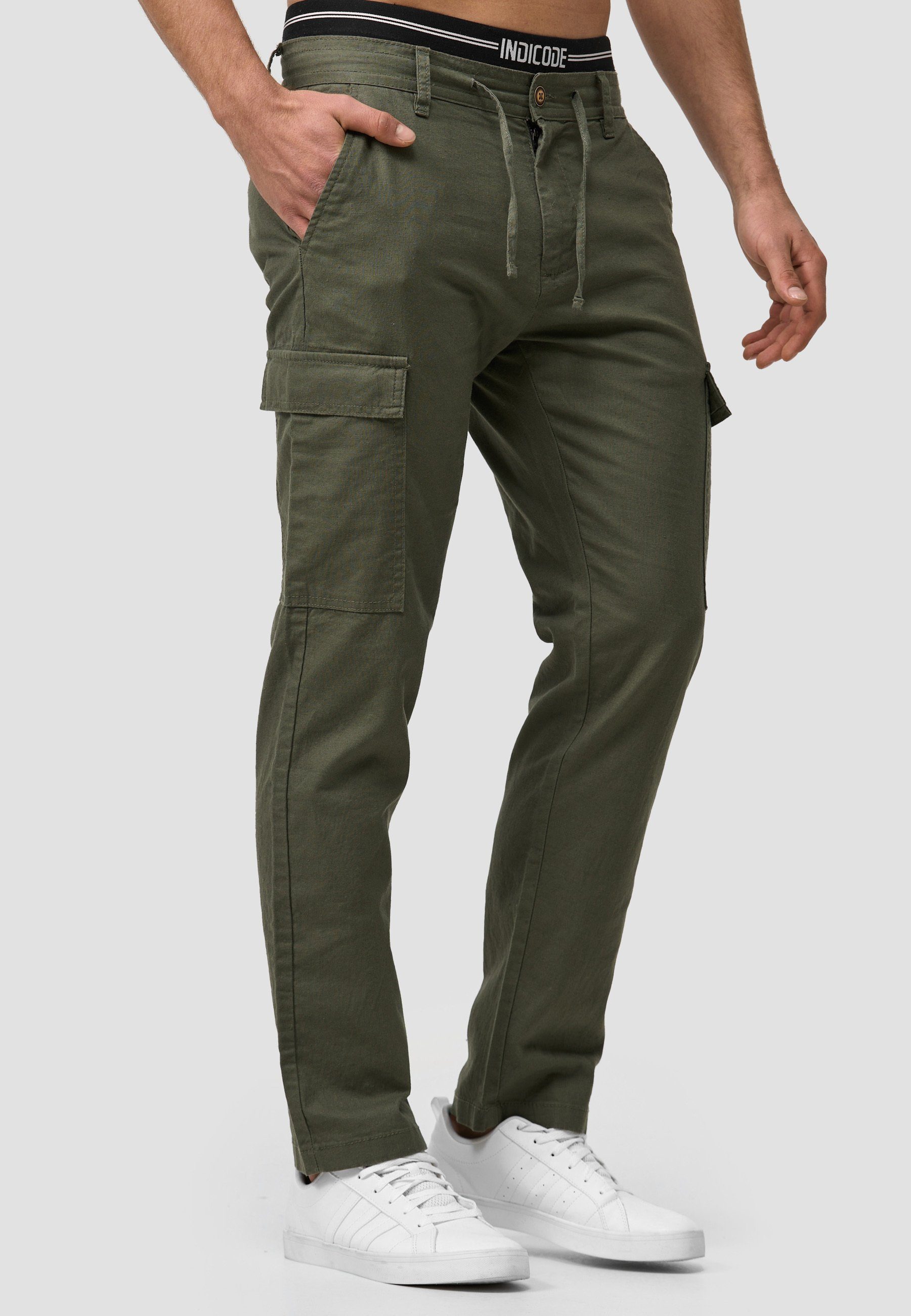Indicode Leinenhose Herren Leonardo Sommerhose Leinen Herrenhose mit aufgesetzten Taschen