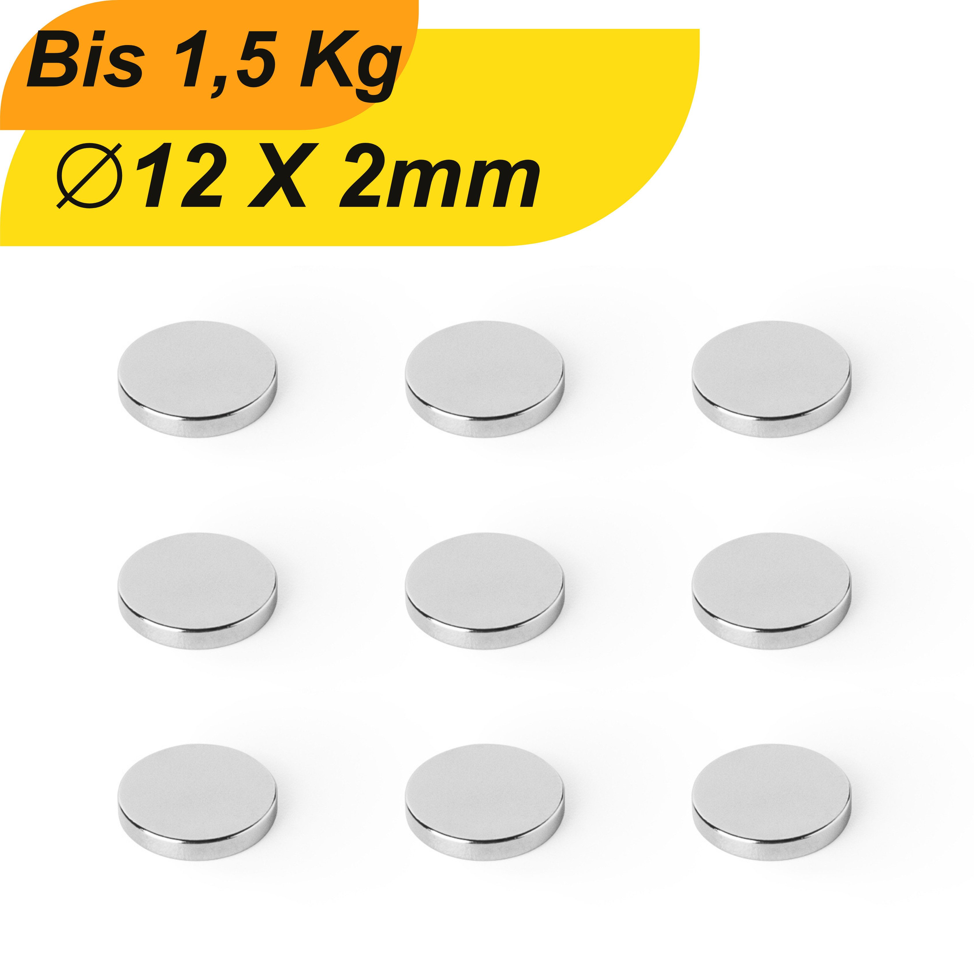 Magnet Neodym Magnet 12mm x 2mm Supermagnete hohe Haftkraft Scheibenmagnet