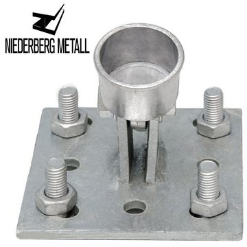 Niederberg Metall Zaunpfosten Strebenplatte Aufschraub-Platte Strebenhalter, f. Zaunstreben Ø35mm feuerverzinkt