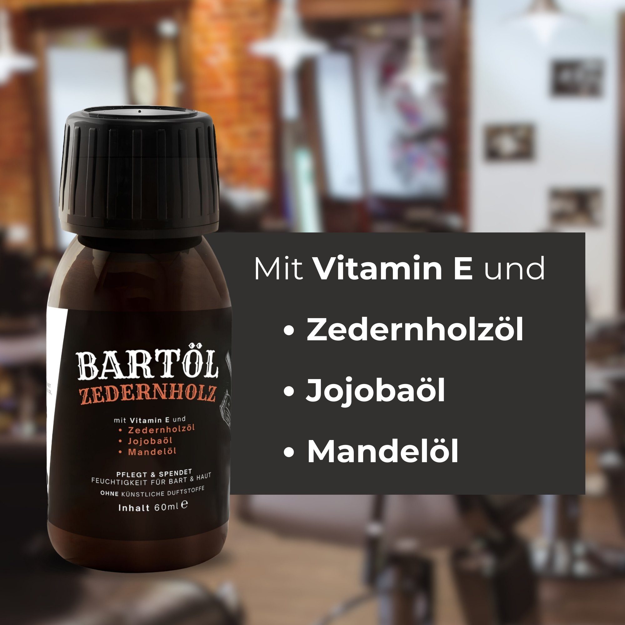 Radami Bartöl Bartöl Zedernholz 60 ml Bartpflege mit Jojobaöl und Mandelöl