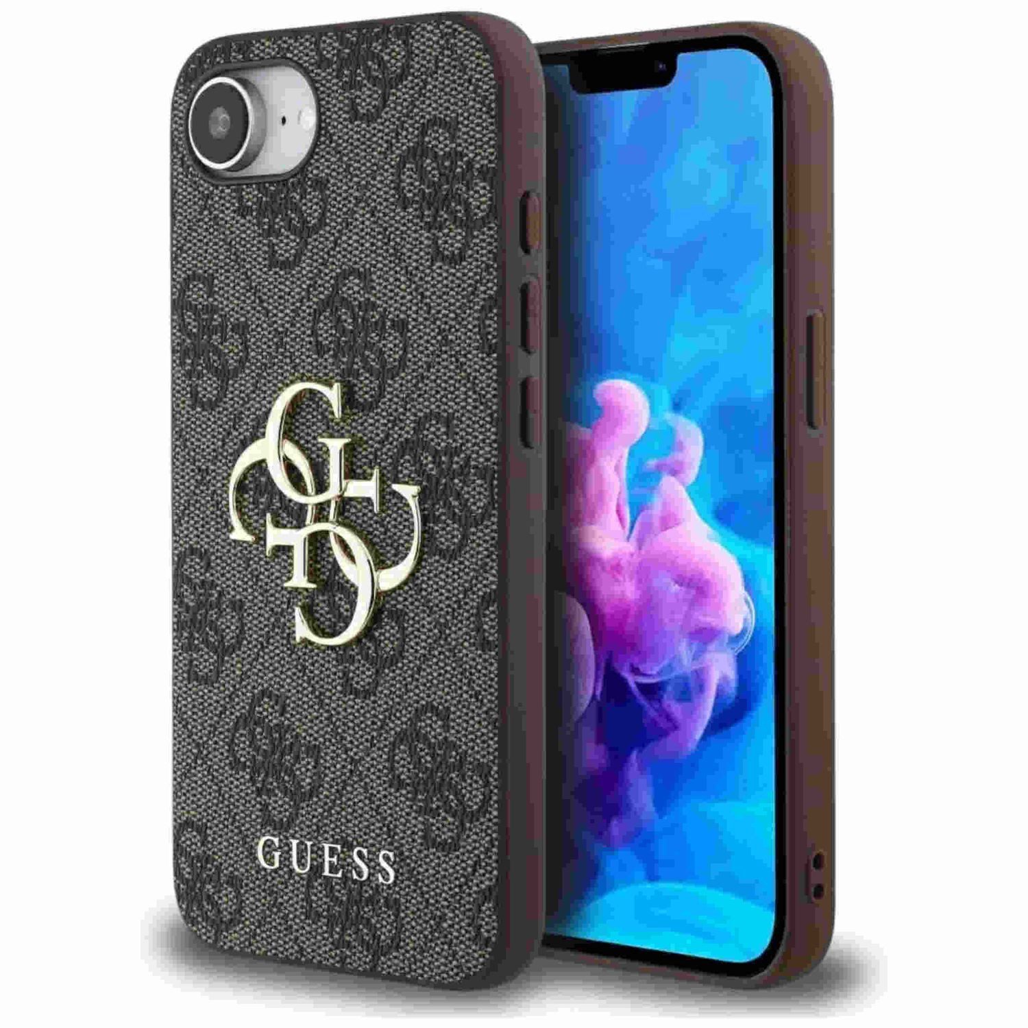 Guess Smartphone-Hülle Guess Apple iPhone 16e 4G Big Logo Schutzhülle Case Etui Braun