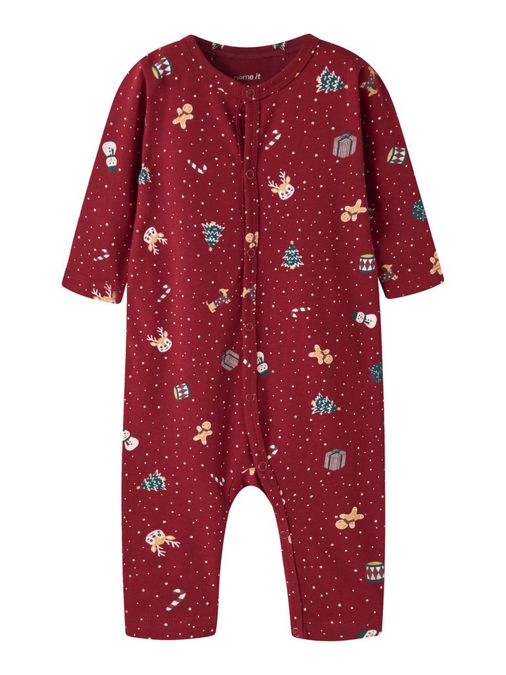 Name It Strampler NBNVISMAS LS NIGHTSUIT aus Baumwollmischung, mit elastischem Jersey, Langarm