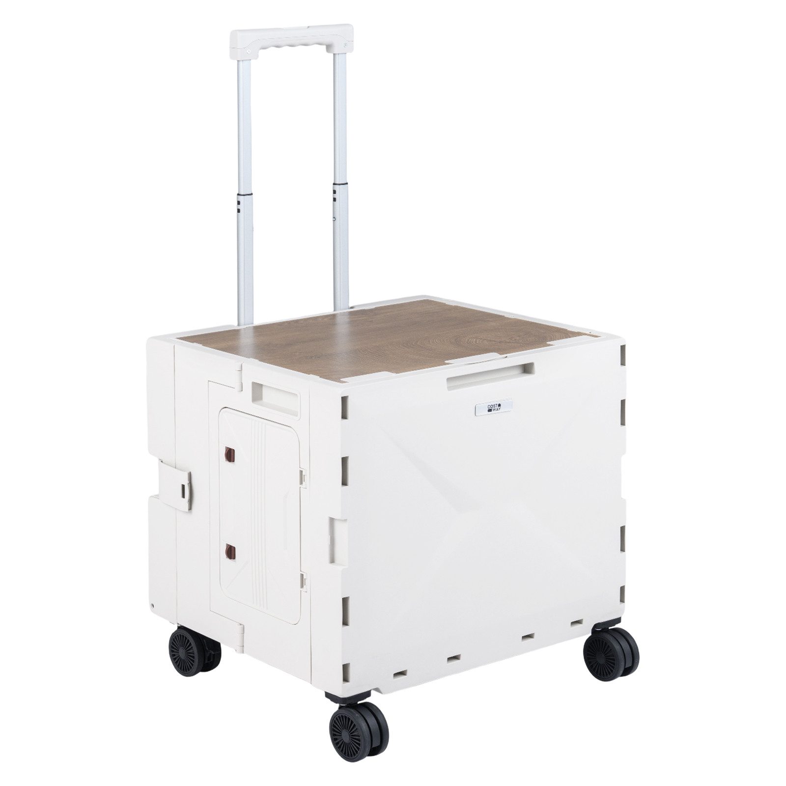 COSTWAY Einkaufstrolley, 75 l, mit verstellbarem Teleskopgriff, Rollen klappbar 75L mit Deckel
