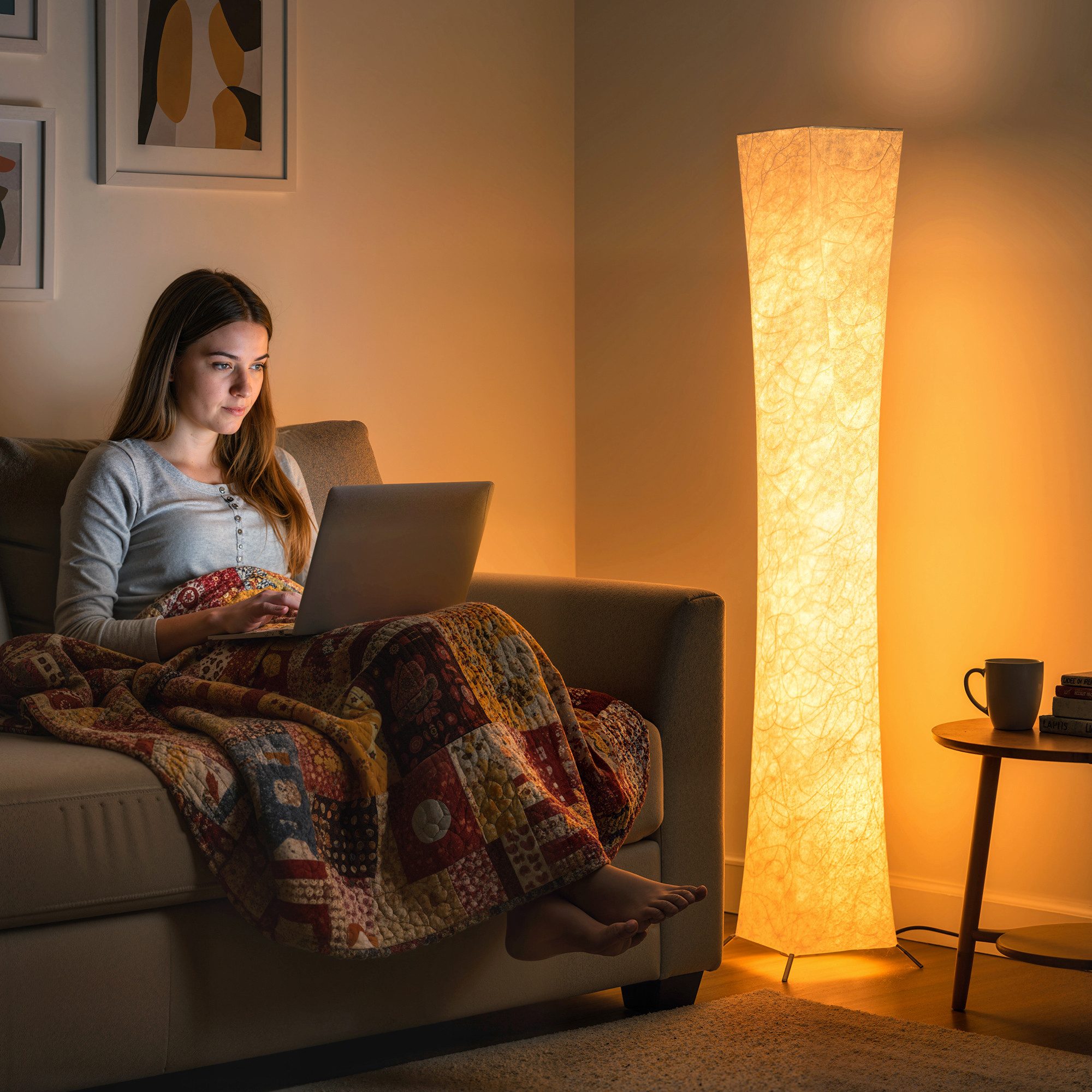 HOMCOM Stehlampe mit Papierschirm, Fußschalter, Dimmfunktion, LED fest integriert, 3 Helligkeitsstufen, Silberton+Weiß