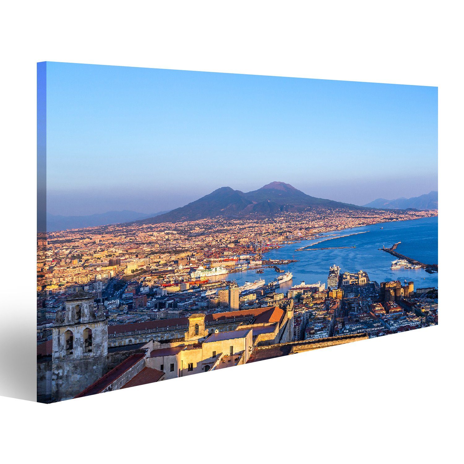 Leinwandbild Bild auf Leinwand Napoli (Neapel) Und Den Vesuv Im Hintergrund Bei Son
