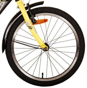 LeNoSa Kinderfahrrad City Adventure Bike 20 Zoll - Schwarz Gelb - Jungen Alter 6-8 Jahre, 1 Gang