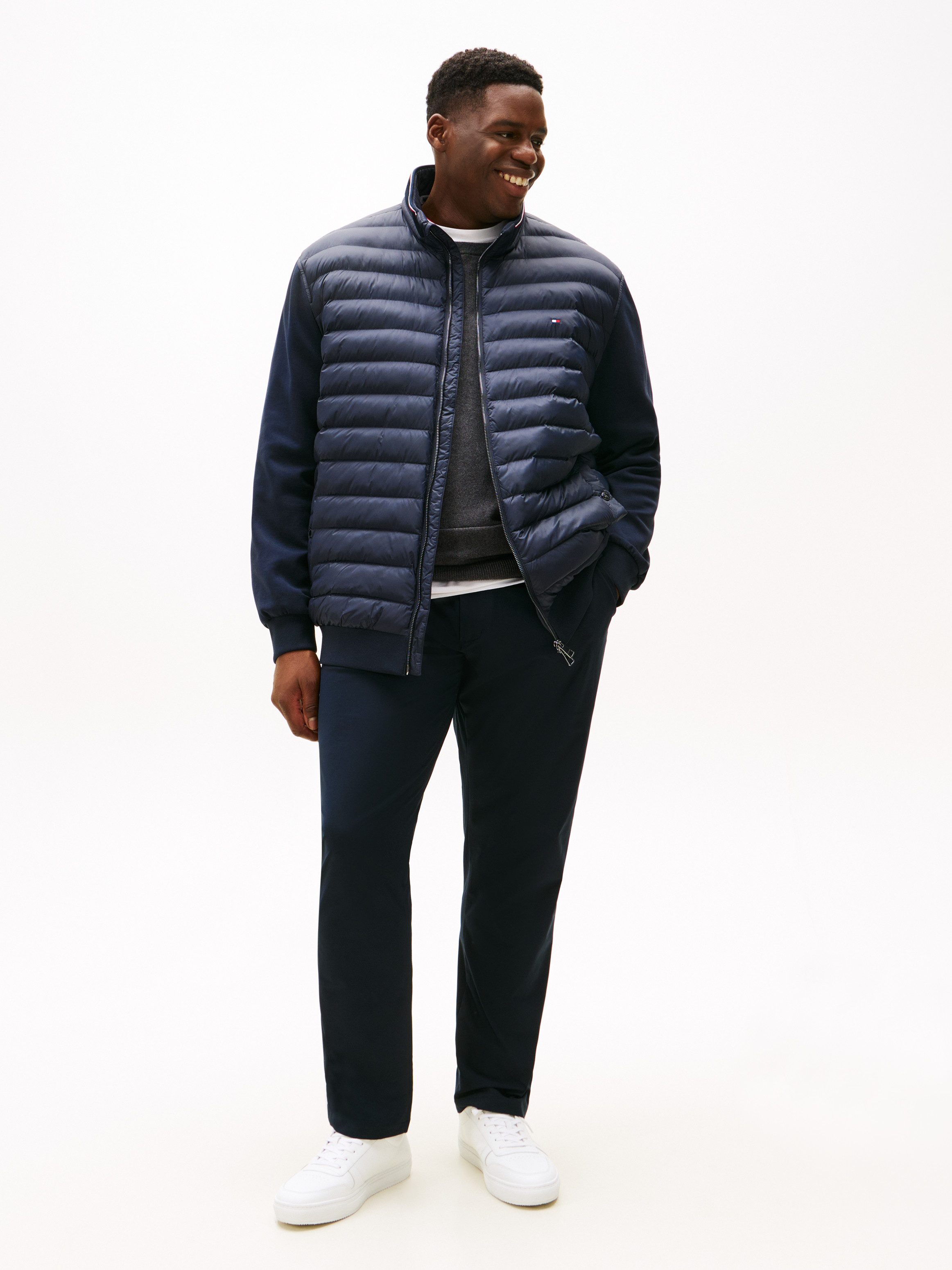 Tommy Hilfiger Big & Tall Sweatjacke BT-MIX MEDIA STAND CLLR-B mit gesteppten Vorderteil, normale Passform, Stehkragen