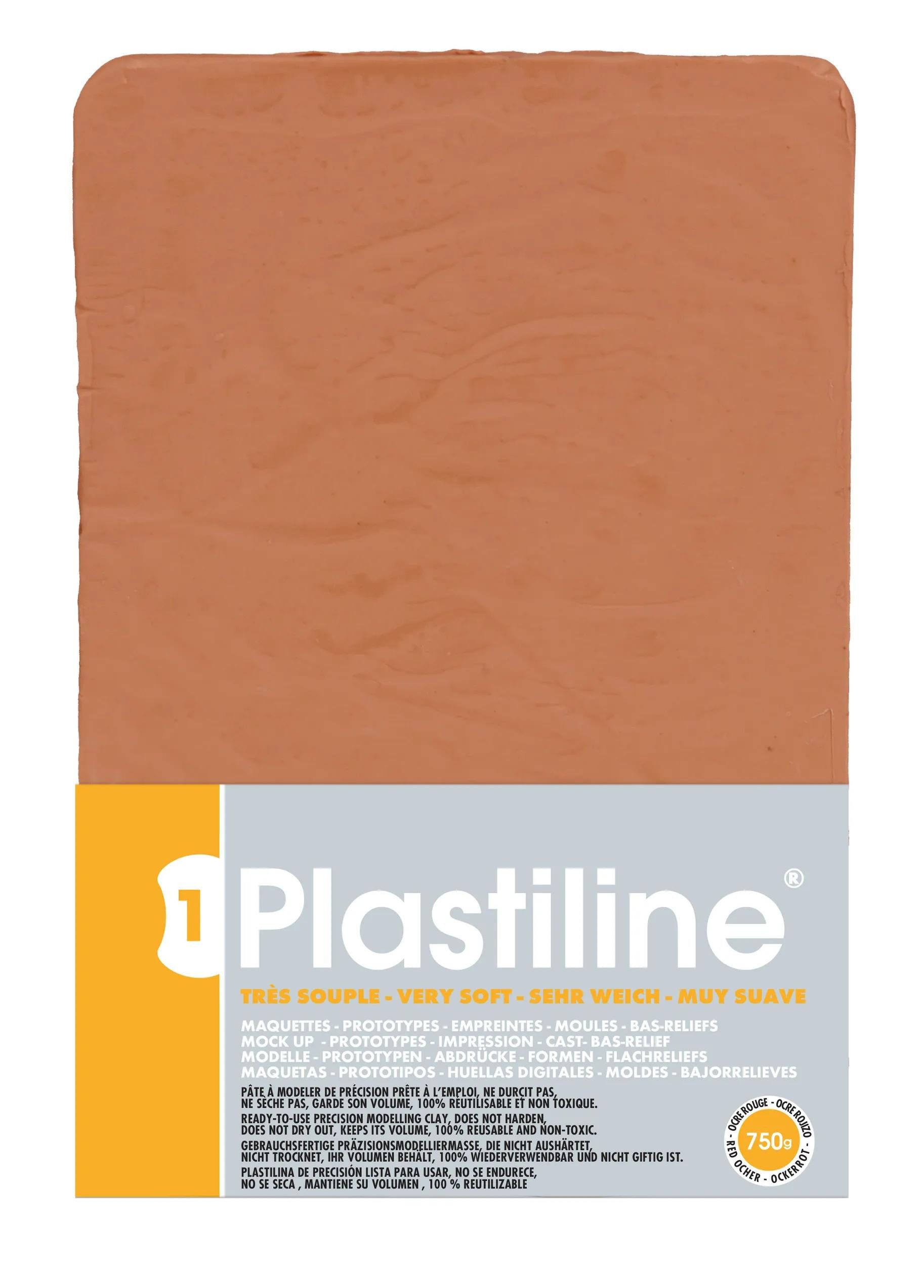 Plastiline Knete Block 750g, Härtegrad 1 (sehr weich) - Ockerrot 7340T