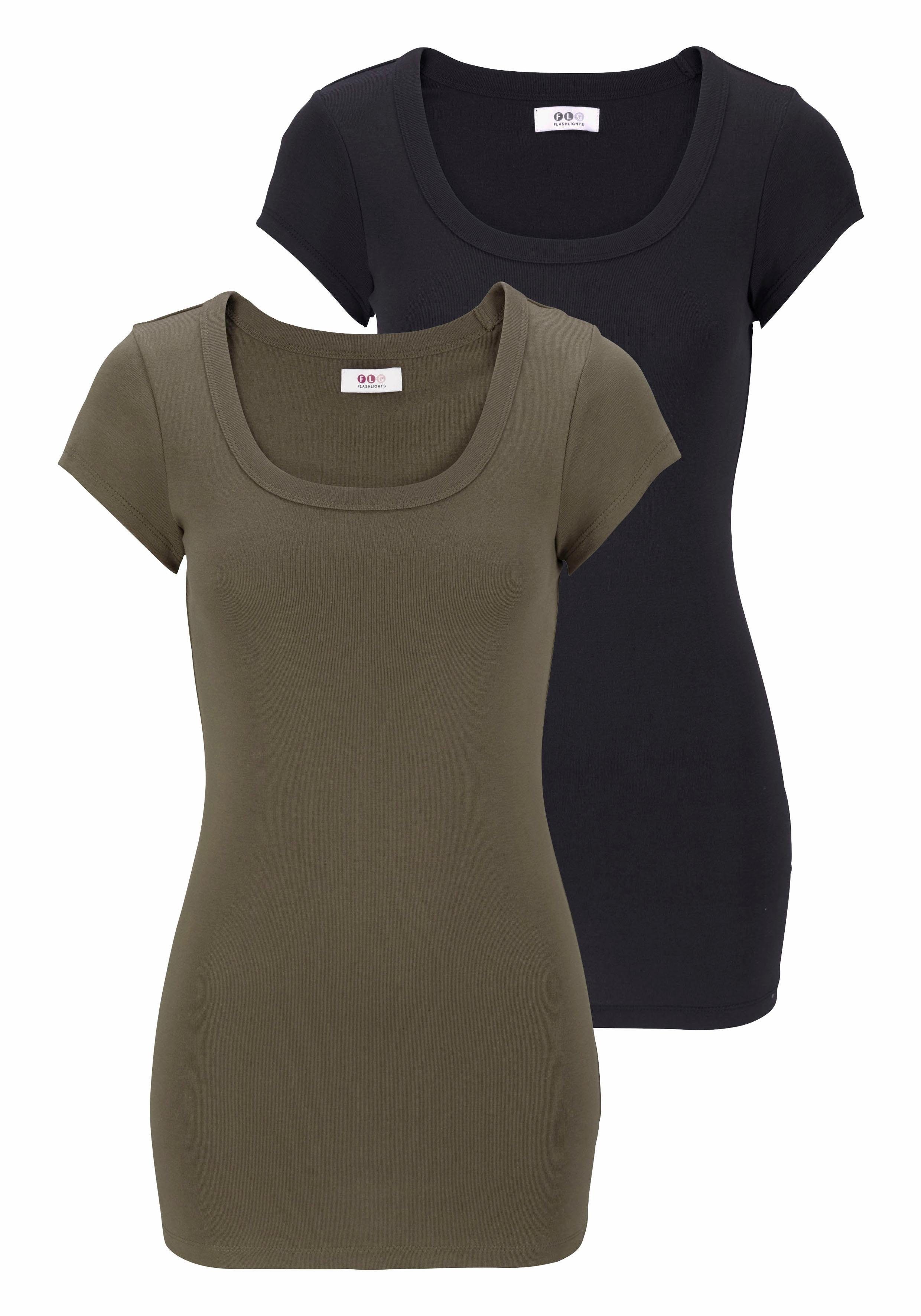 Flashlights T-Shirt (Packung, 2er-Pack) figurbetonter Schnitt, unifarben, R günstig online kaufen