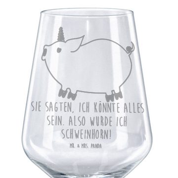 Mr. & Mrs. Panda Rotweinglas Einhorn Schwein - Transparent - Geschenk, witzig. lustig, Pegasus, en, Premium Glas, Luxuriöse Gravur
