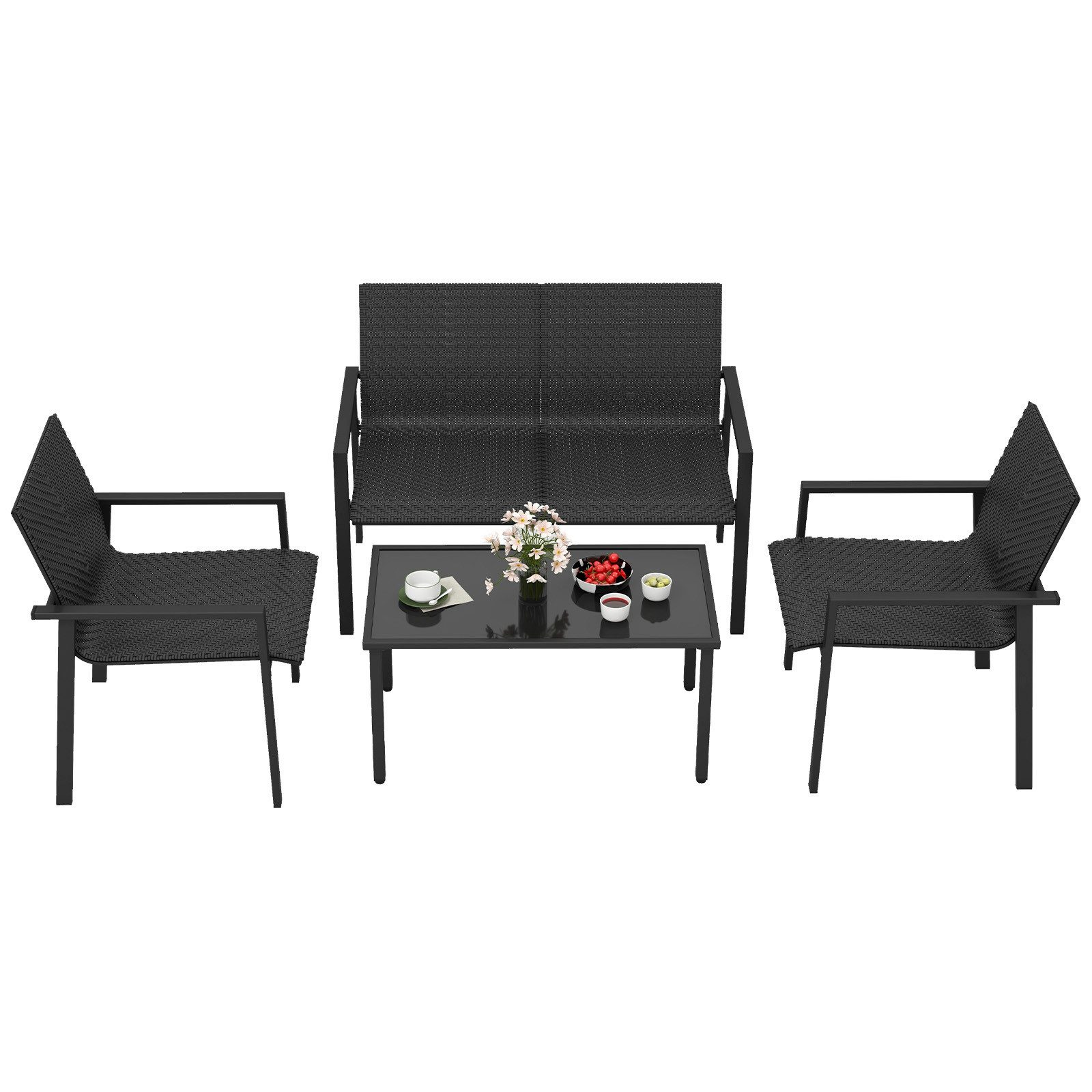 COSTWAY Gartenlounge-Set, (4-tlg), Balkonset PE Rattan, günstig online kaufen