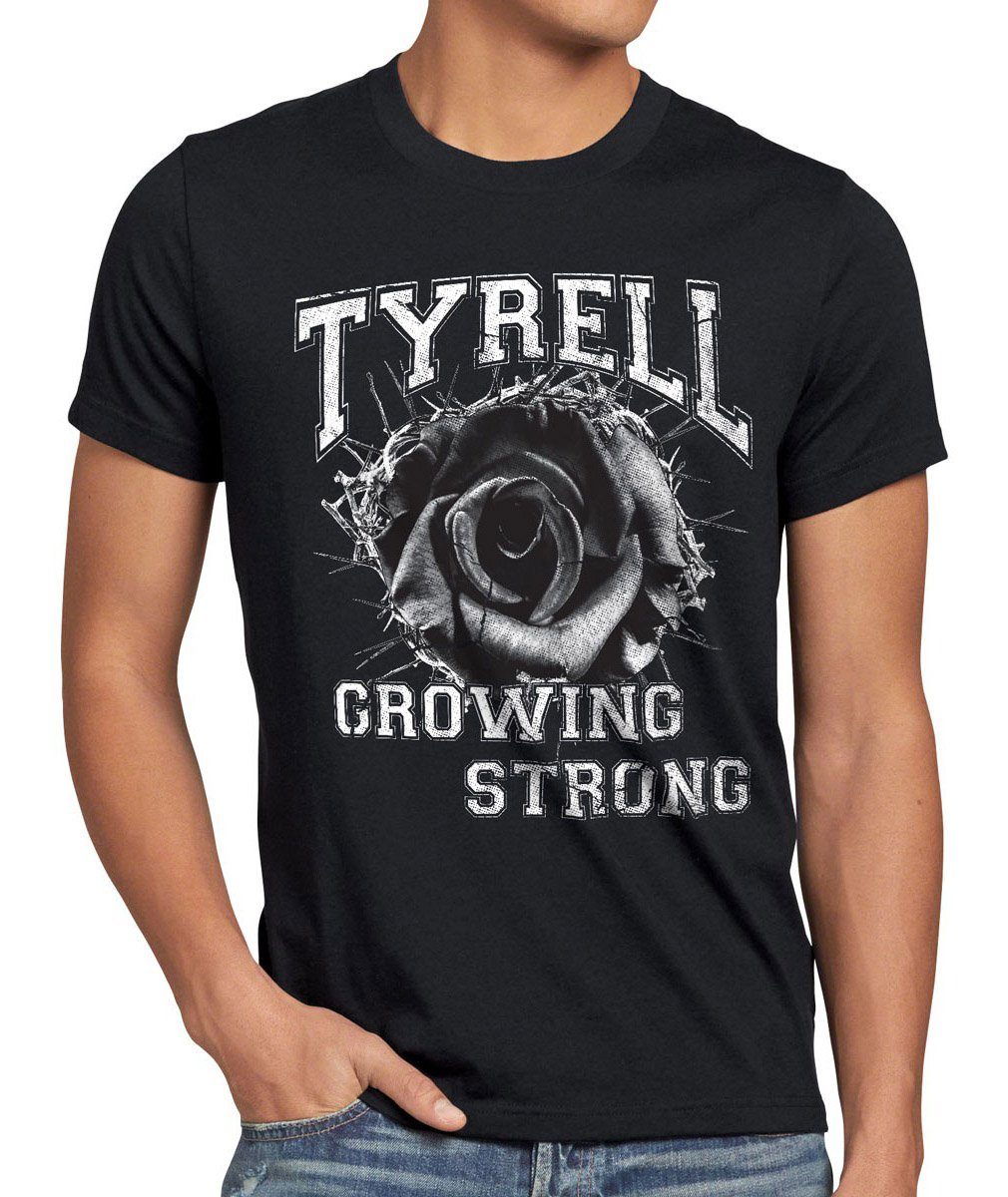 style3 Print-Shirt Herren T-Shirt Tyrell growing strong college thrones of game rose wappen got