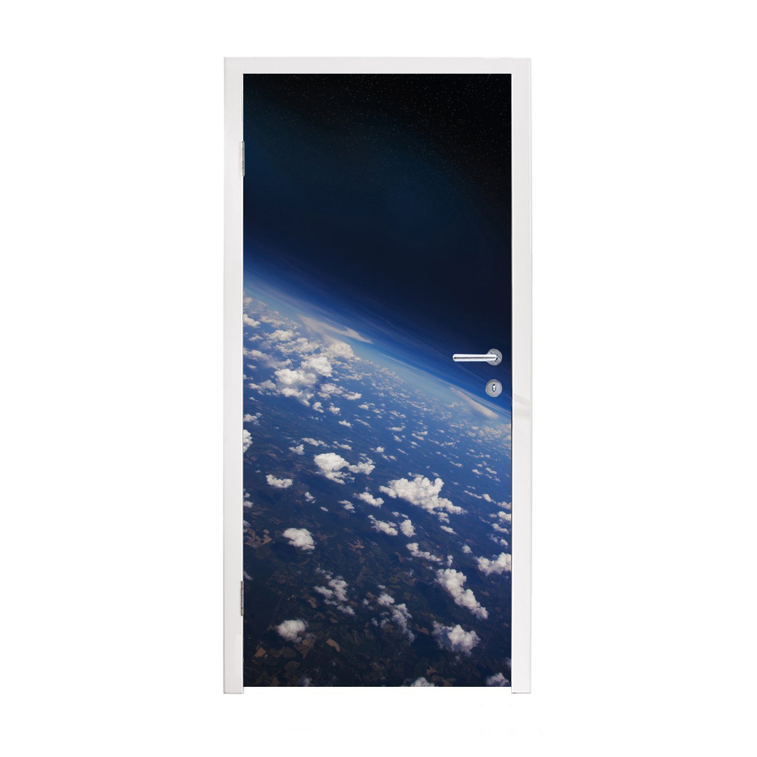 Türtapete Tür, für Türaufkleber, (1 Fototapete St), Die Erde aus MuchoWow Weltraum, Matt, cm bedruckt, dem 75x205