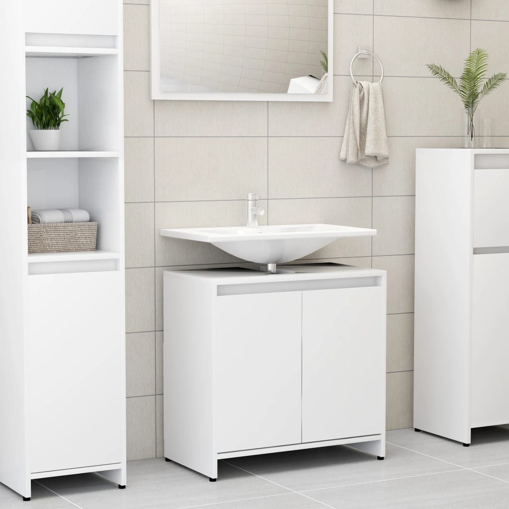 Thumbnail - vidaXL Waschtisch Badezimmer Schrank Waschtischschrank Unterschrank Weiß 60x33x58 cm Spa