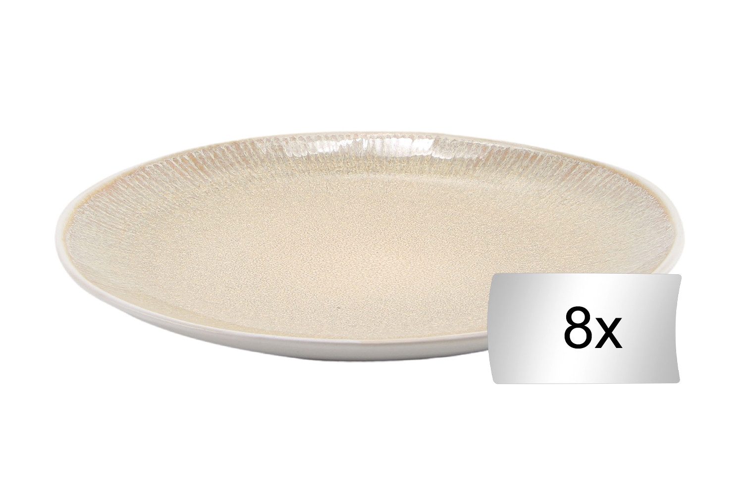 HIT Trading Dessertteller TIZIANA, 8er Set, Beige, Weiß, Ø 22 cm, Steingut