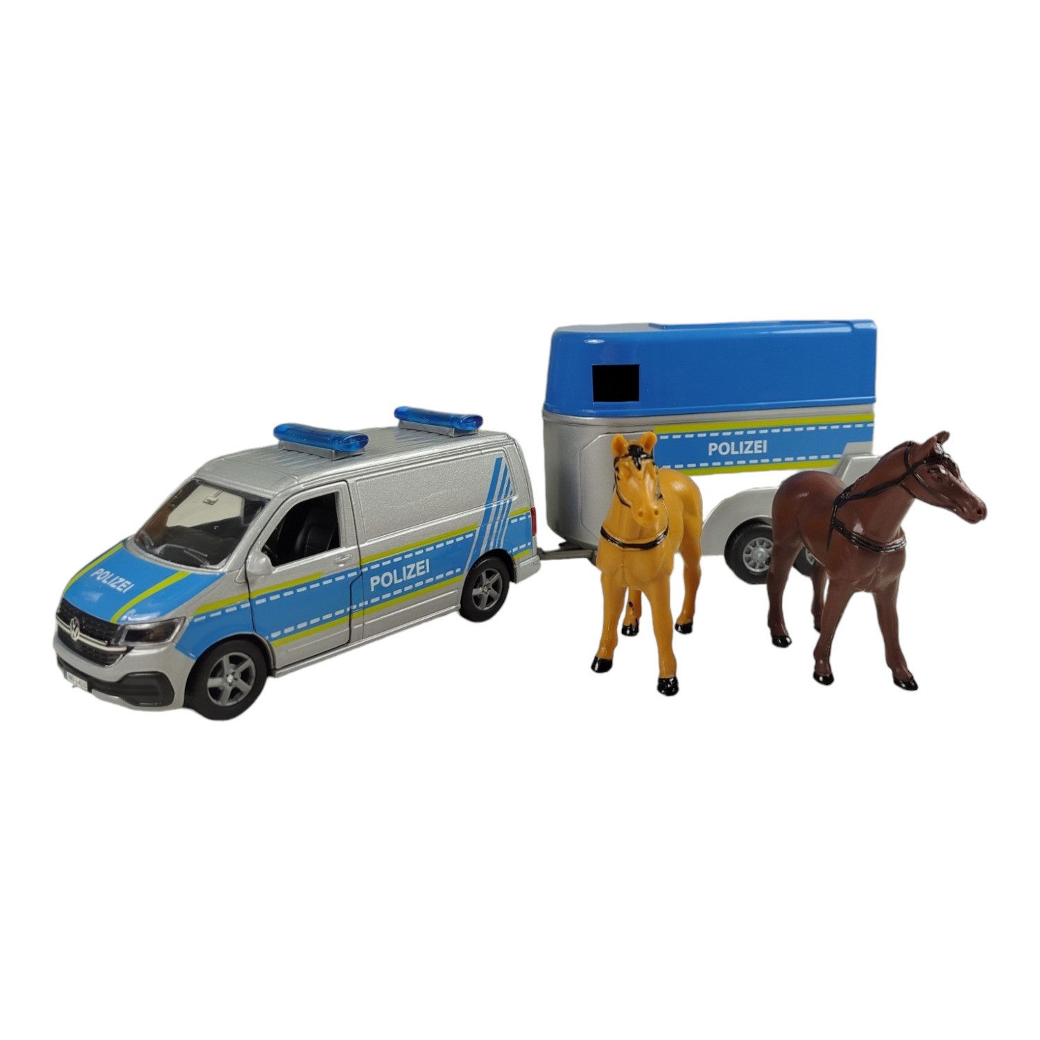 Toys Amsterdam Modellauto VW Polizei Van mit Pferdeanhänger und Pferden Игрушки Polizeiauto