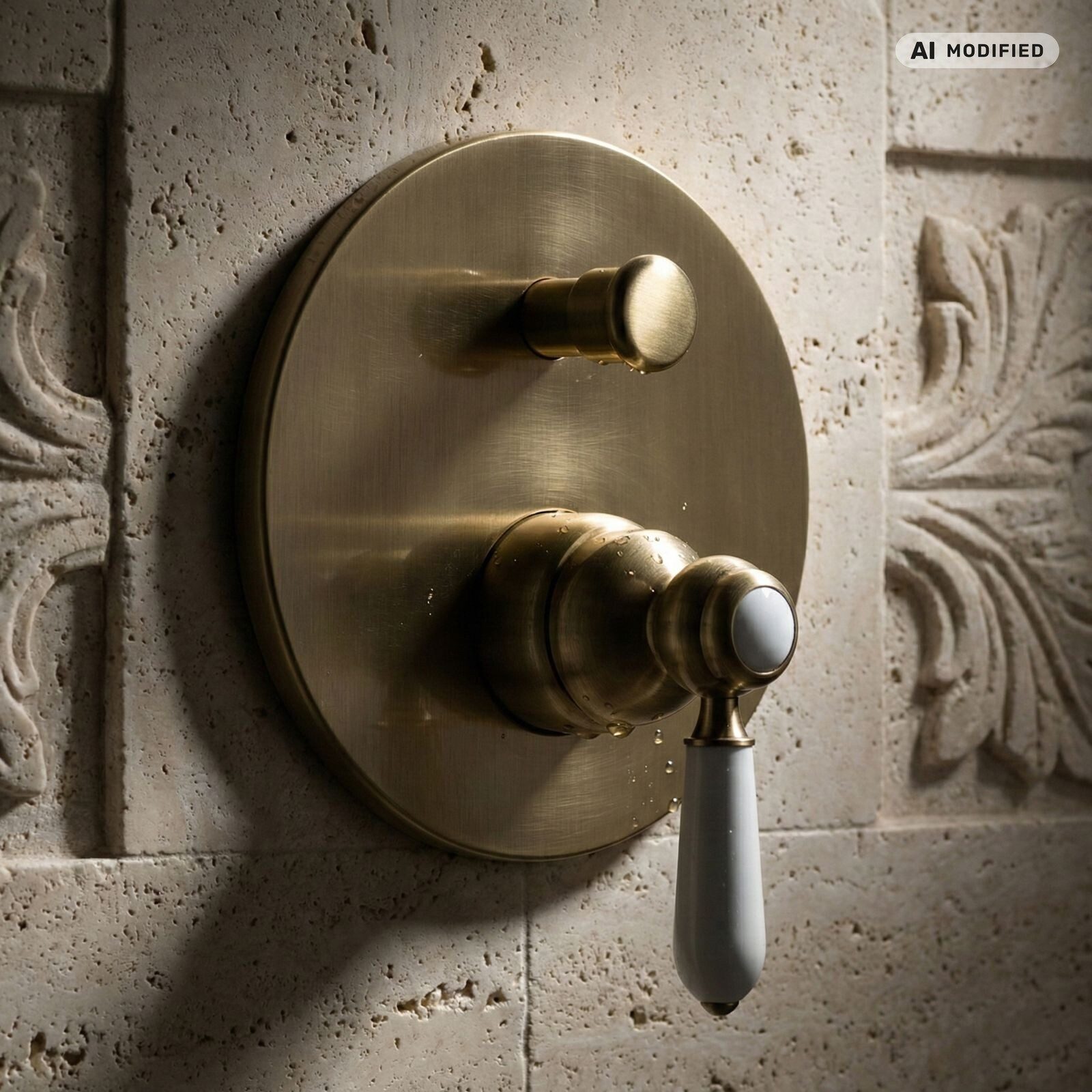 PaulGurkes Unterputz-Einbaukörper Massives Messing, Bronze-Optik, Nostalgie-Design, Keramikkartusche
