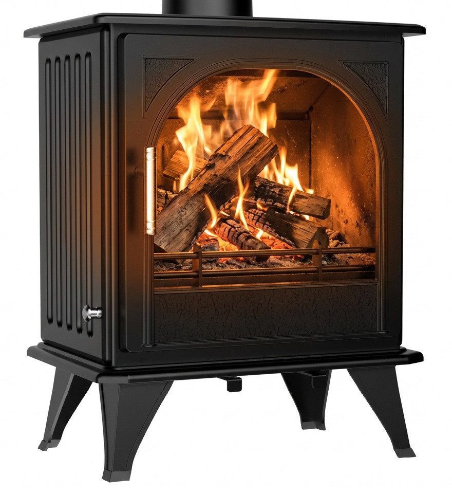 ECOfoxx Kaminofen Gusskaminofen Z0827, Holz&Kohle, 8,00 kW