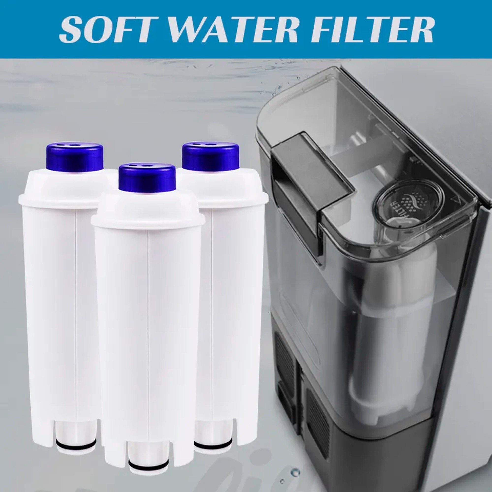 TronicXL Wasserfilter 4 Stück Wasser Filter für De'Longhi DLSC 002 SER3017 Kaffeemaschine, Zubehör für DLCS002 ECAM ESAM ETAN SER3017, Für Kaffeevollautomaten Aquasemi Rhodesy HG00100-RS EC Serien