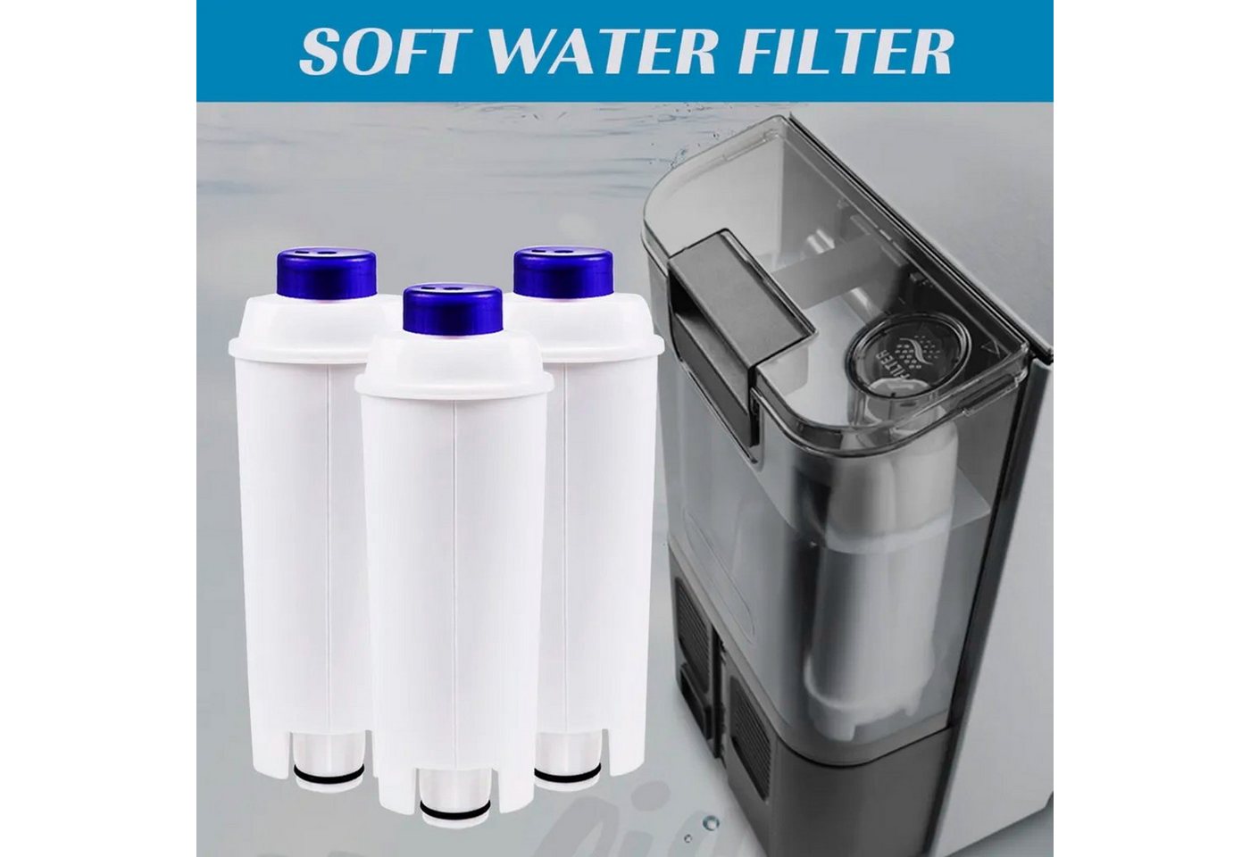 TronicXL Wasserfilter 4 Stück Wasser Filter für De'Longhi DLSC 002 SER3017 Kaffeemaschine, Zubehör für DLCS002 ECAM ESAM ETAN SER3017, Für Kaffeevollautomaten Aquasemi Rhodesy HG00100-RS EC Serien