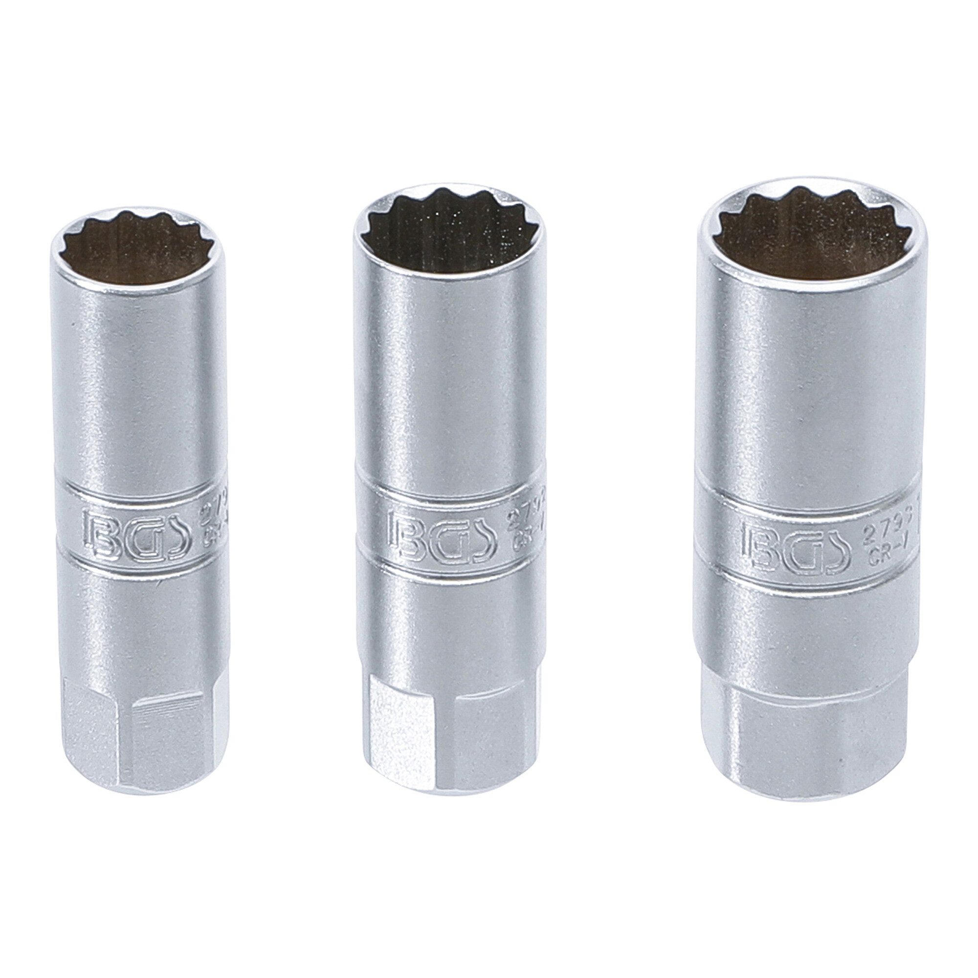 BGS technic Stecknuss BGS Zündkerzen-Einsatz-Satz Zwölfkant Antrieb Innenvierkant 10 mm (3/8