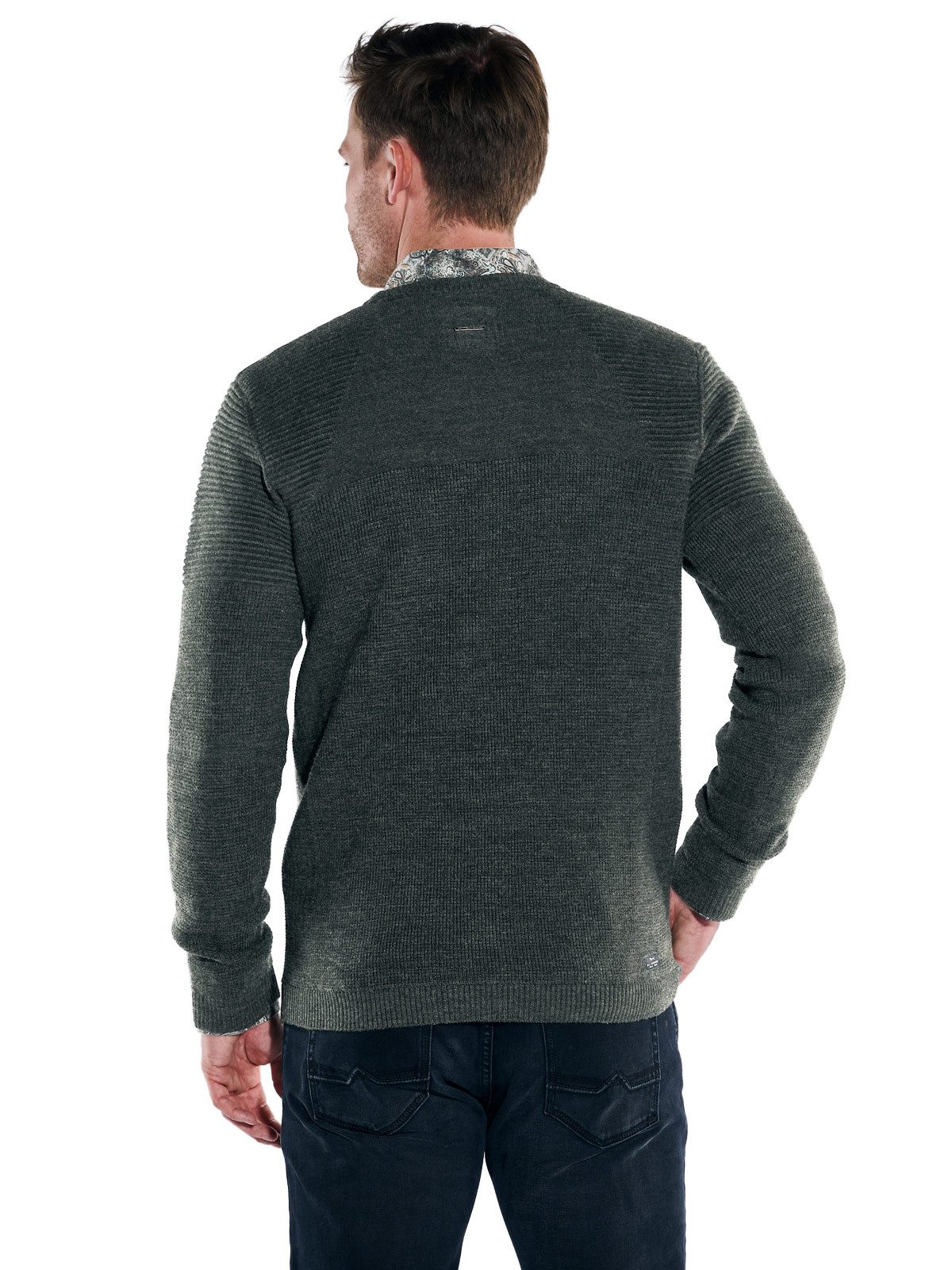 Engbers Rundhalspullover Herren Pullover aus Merinogarn, Dunkelgruen günstig online kaufen