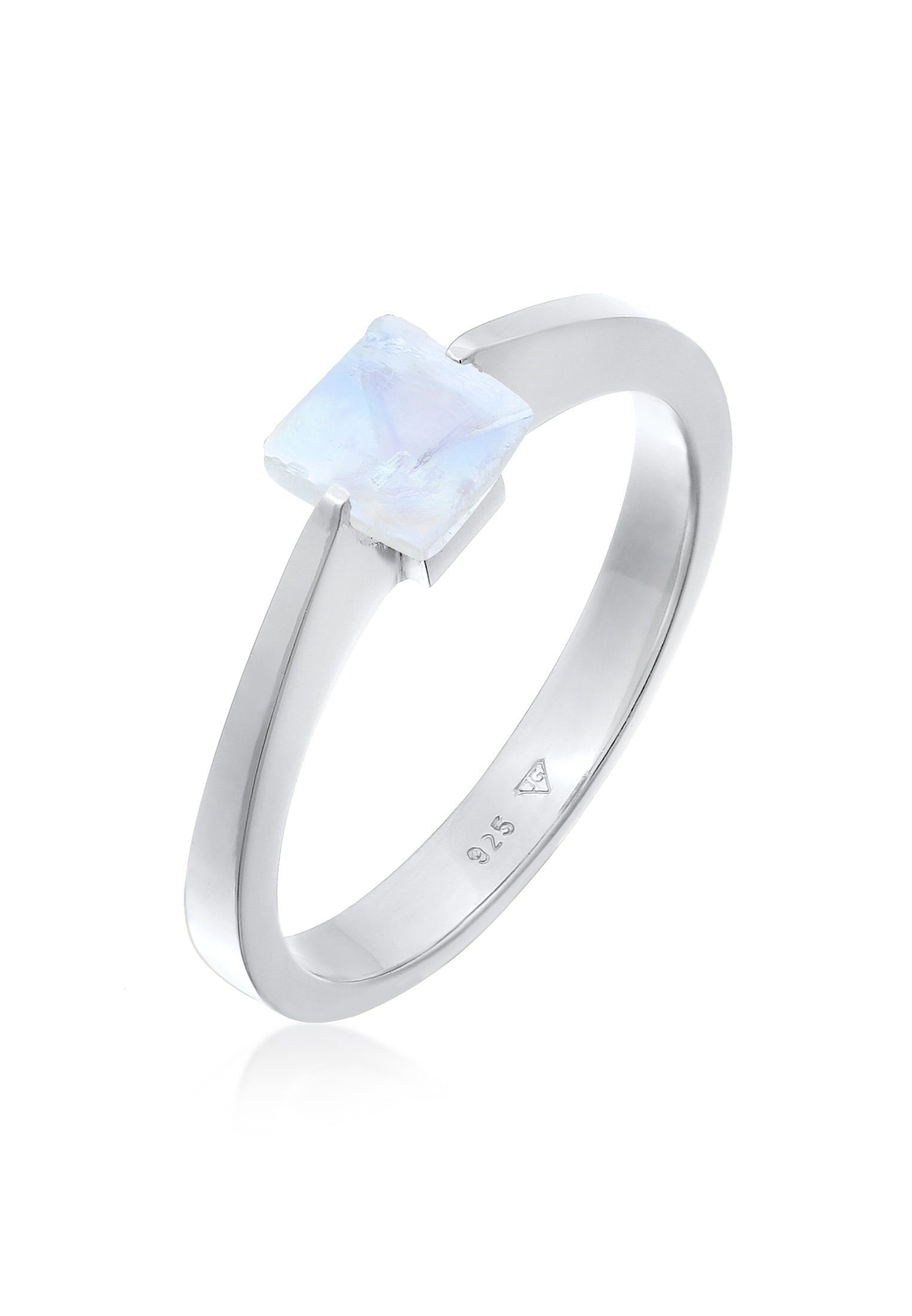 Fingerring Solitär Edelstein Viereck Klassik 925 Silber