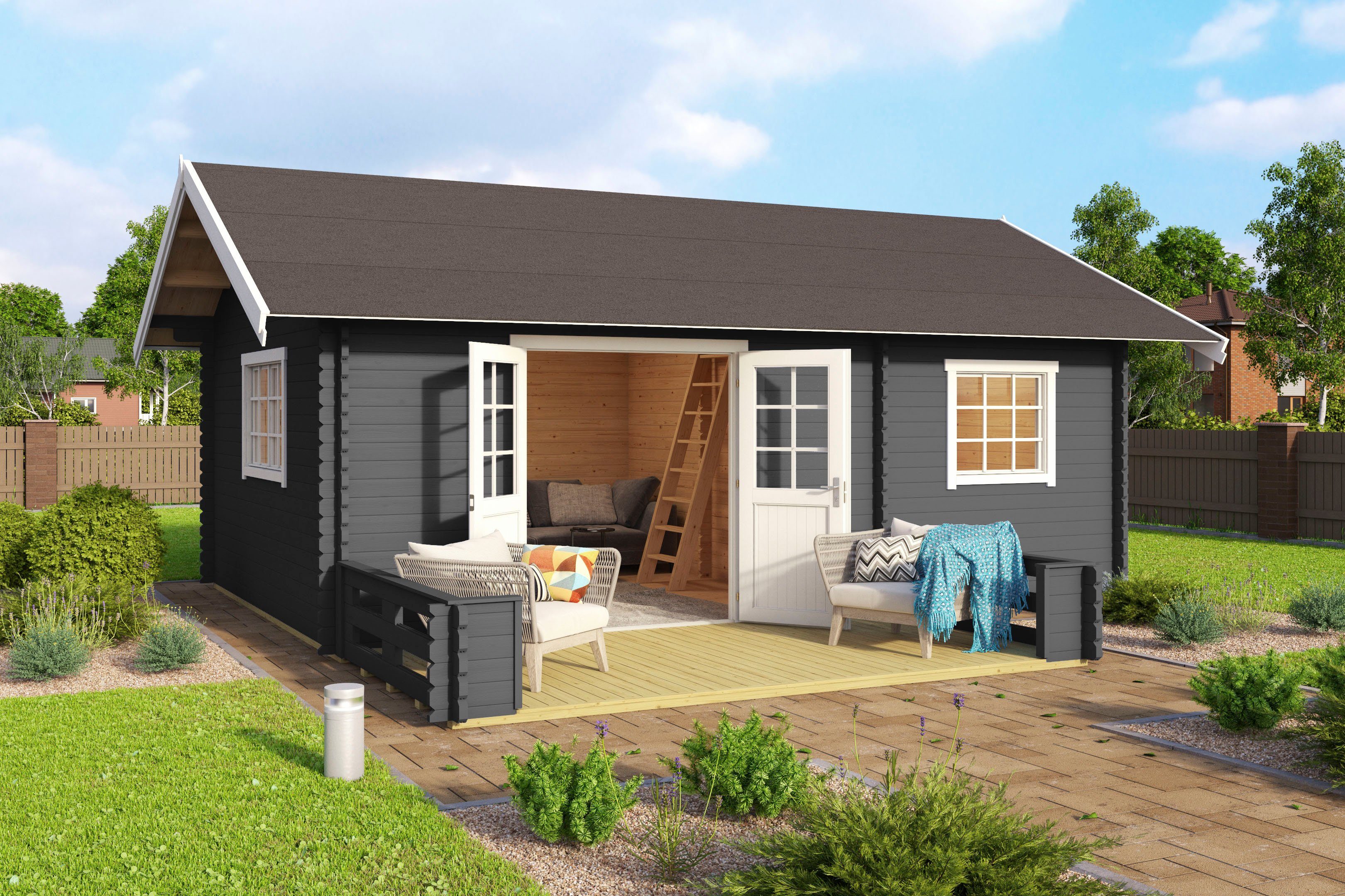 LASITA MAJA Terrasse CAROLINE, BxT:365x200 cm, (Set), inkl. Fußbodenbretter zum Verlegen