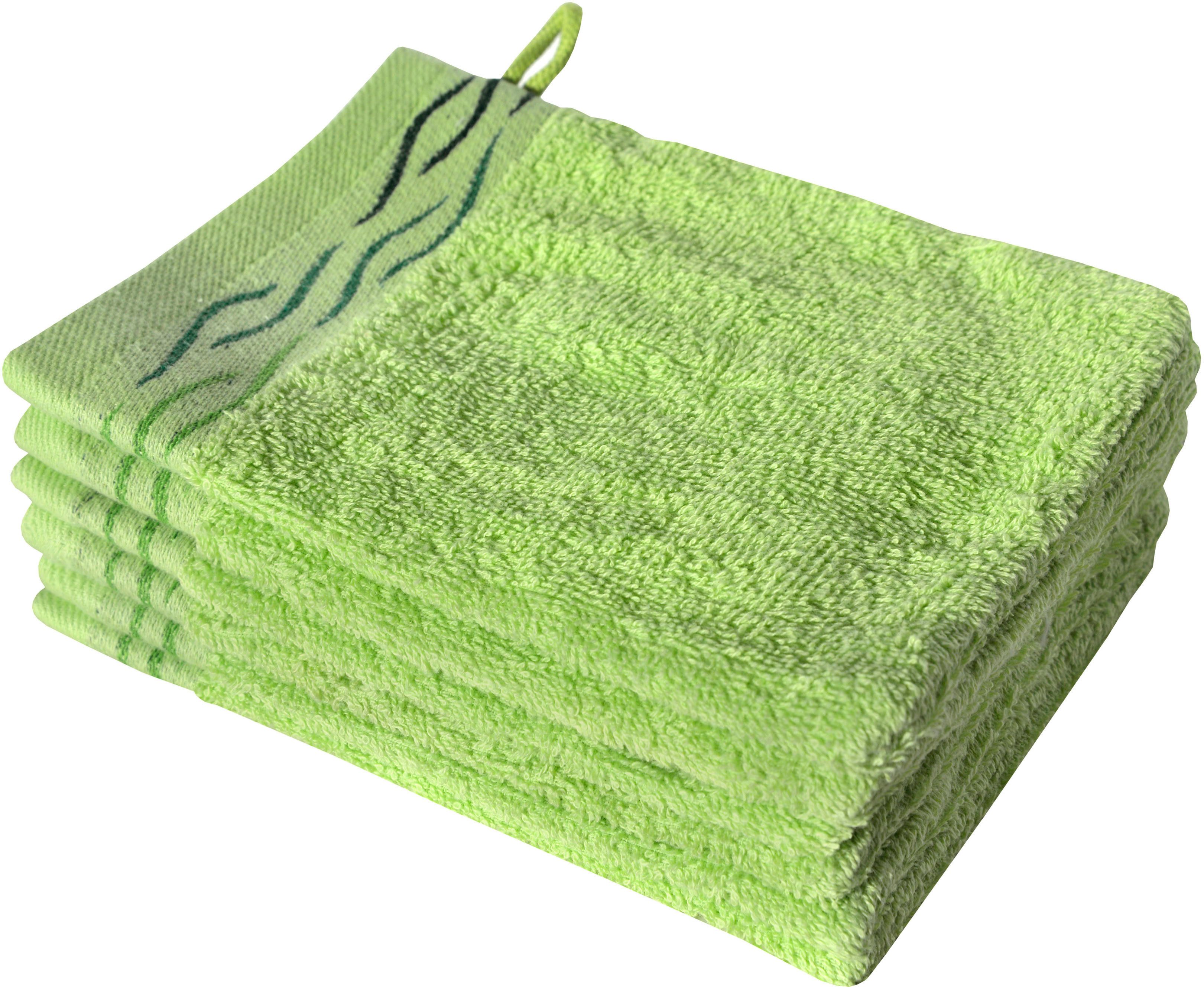 Dyckhoff Waschhandschuh Wave, Frottier (Set, 6-St), mit Jacquard-Bordüre