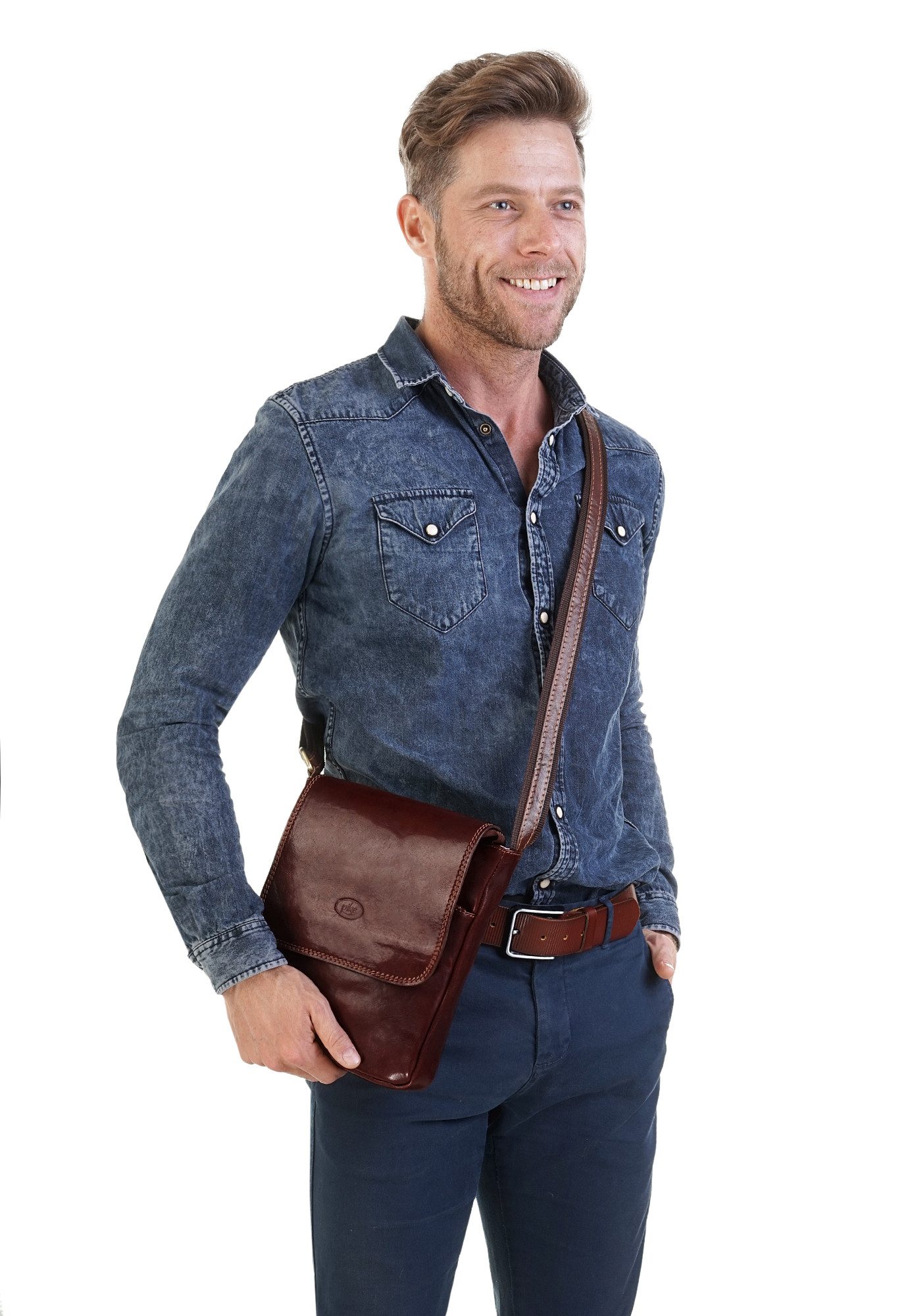 Piké Umhängetasche (1-tlg), echt Leder, Made in Italy