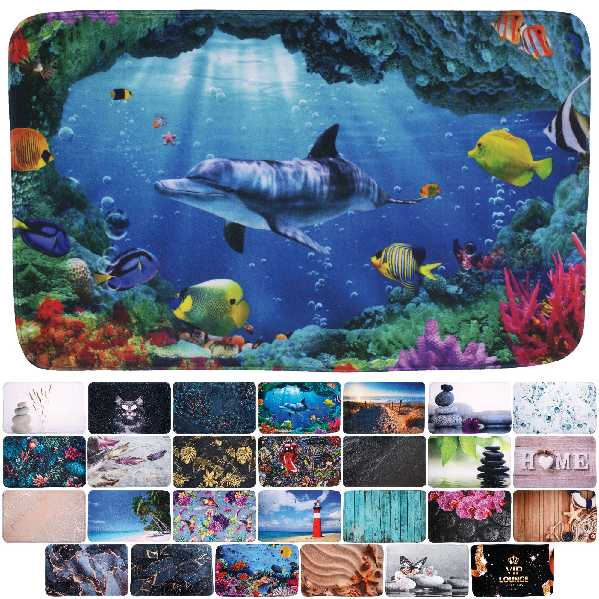 Sanilo Badematte mit Motiv, viele schöne Badteppiche zur Auswahl, Höhe 15 mm, rutschhemmend beschichtet, schnell trocknend, Polyester, rechteckig, waschbar, sehr weich, hochwertig & modern, verschiedene Größen