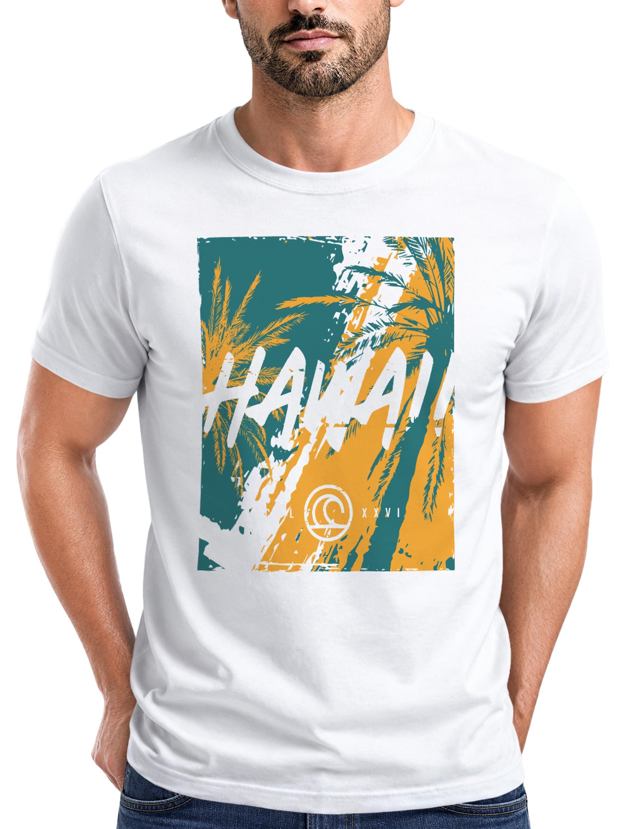Neverless Print-Shirt Herren T-Shirt Hawaii Surfing Palmen Aufdruck Sommer Print Fashion mit Print