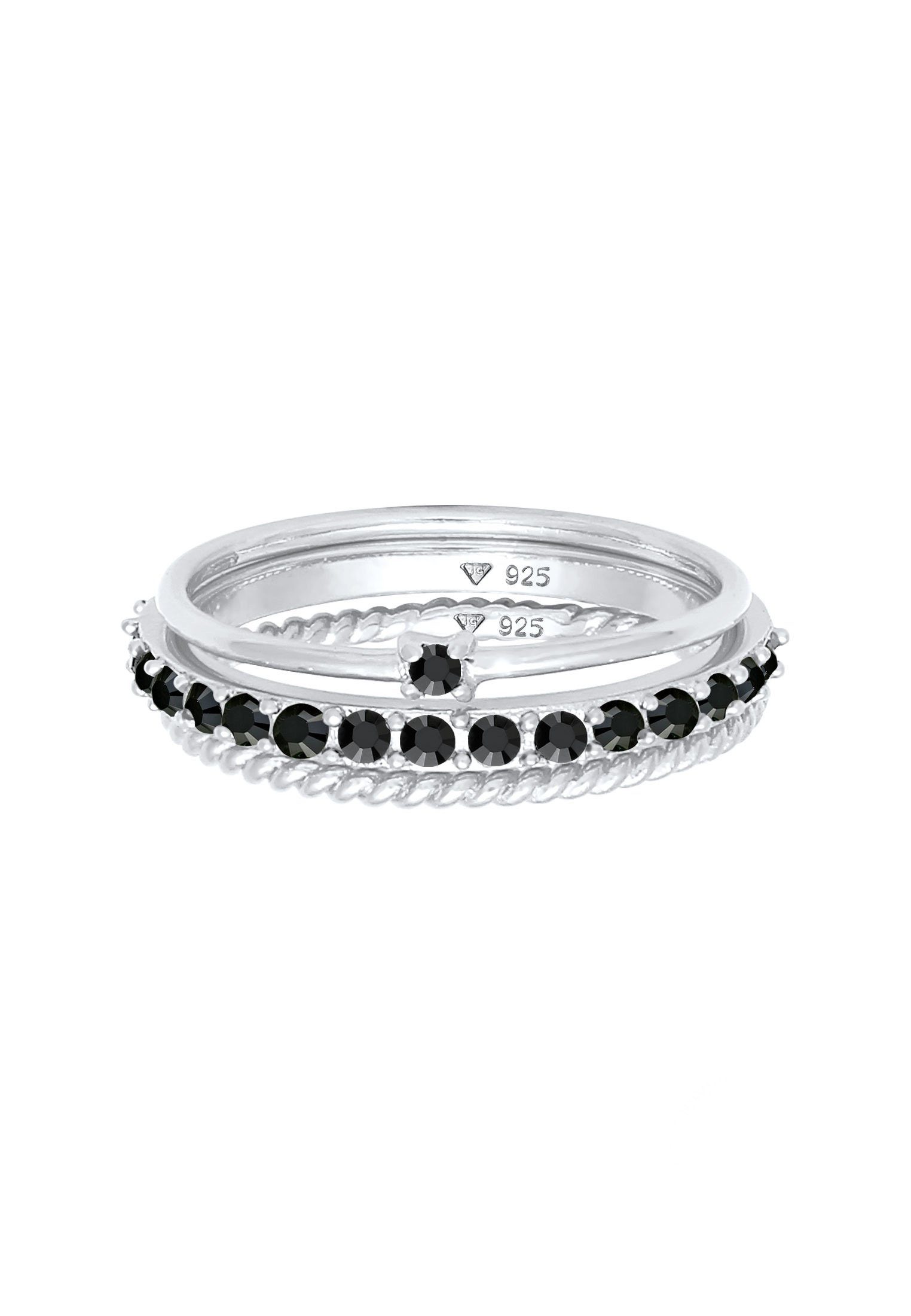 Elli Solitärring Stapelring 3er Set 925 Silber, mit Kristallen von Swarovsk günstig online kaufen
