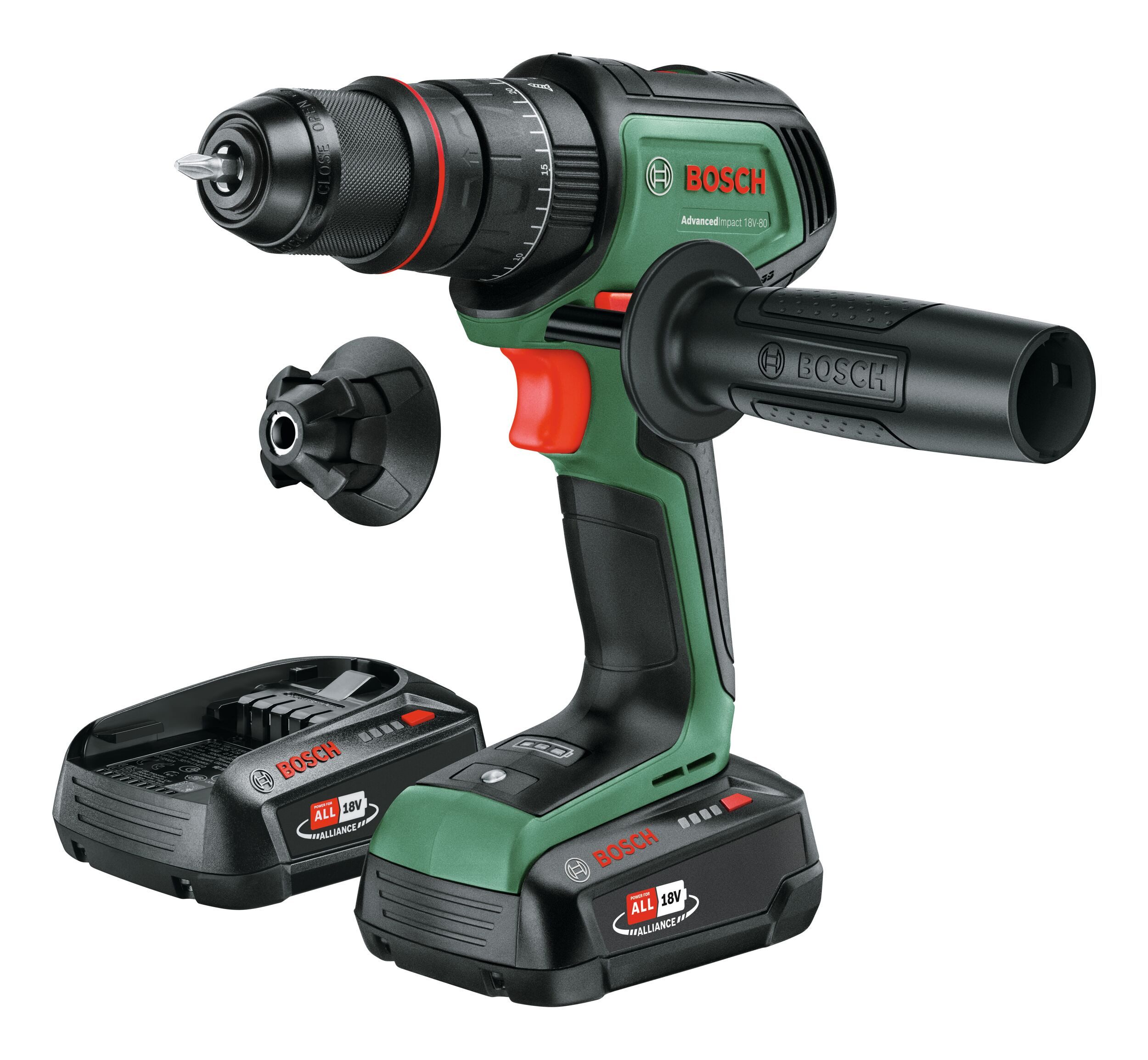 BOSCH Akku-Schlagbohrschrauber AdvancedImpact 18V-80, 18 V, max. 500 U/min, Schlagbohrmaschine QuickSnap mit 2x Akku 2,5 Ah - im Tragekoffer