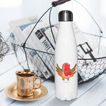 Mr. & Mrs. Panda Thermoflasche Rotkehlchen Weihnachten - Weiß - Geschenk, Winter, Frohe Weihnachten, Doppelwandig