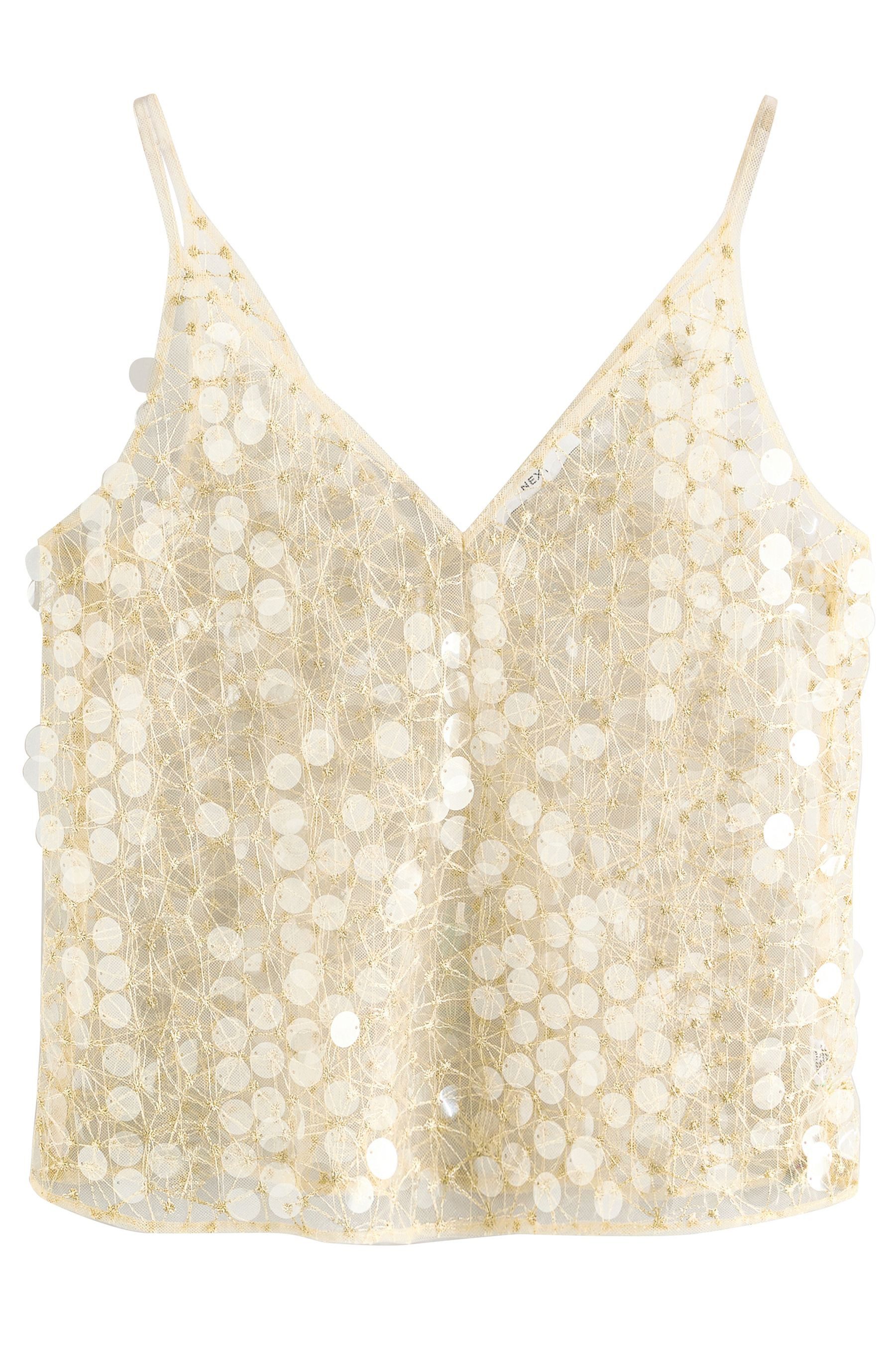 Next Trägertop Transparente Camisole mit Pailletten (1-tlg)
