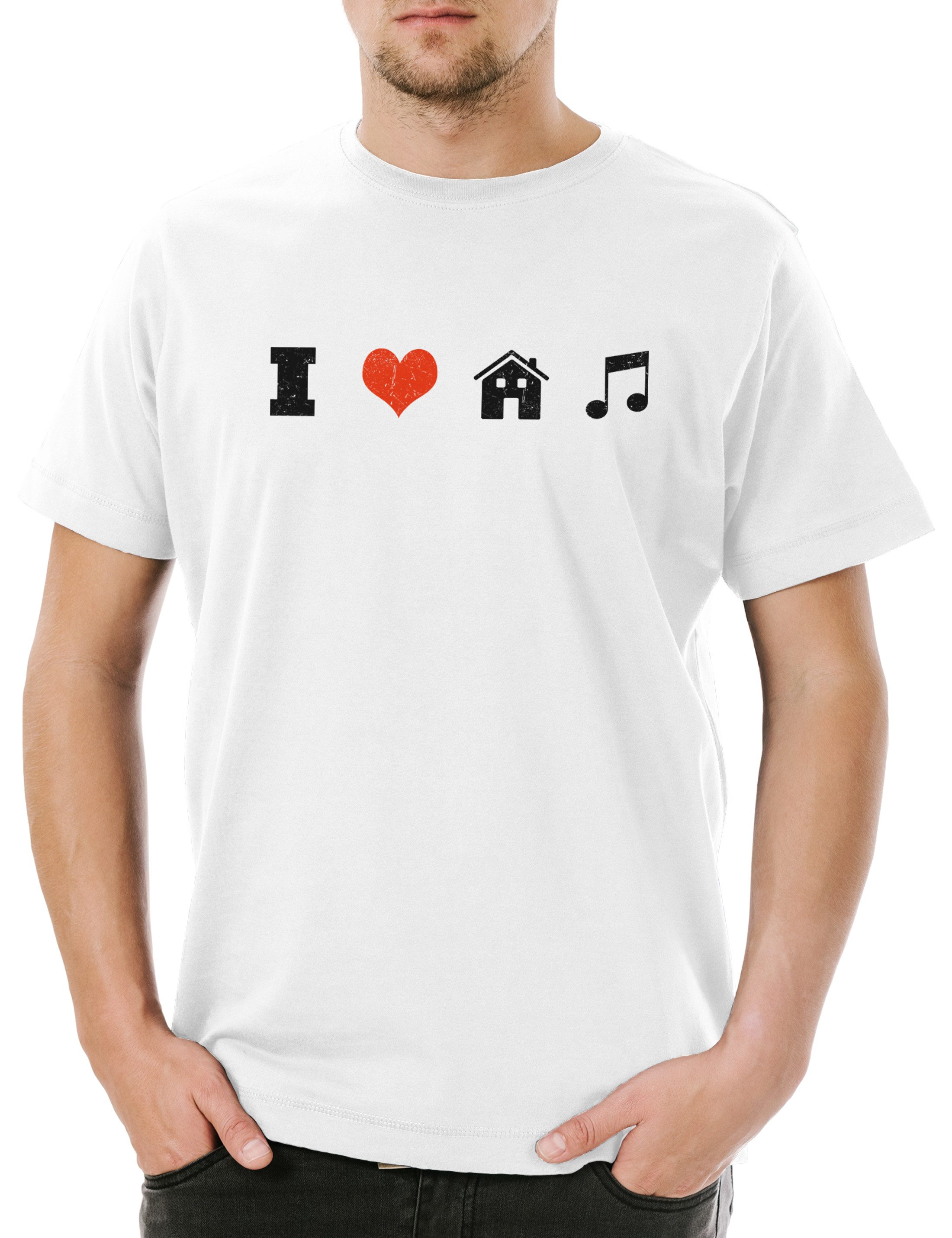 Print-Shirt I Love House Music Herren T-Shirt Elektro Electro Dance Techno Disco