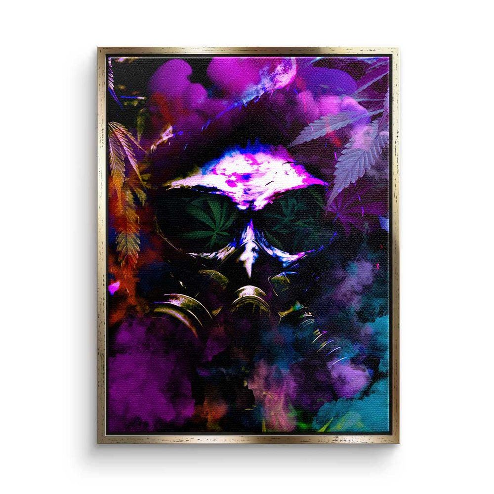 Rahmen Mindset Art Relax - Leinwandbild, - DOTCOMCANVAS® - Leinwandbild Cannabis goldener Premium - Pop Feld