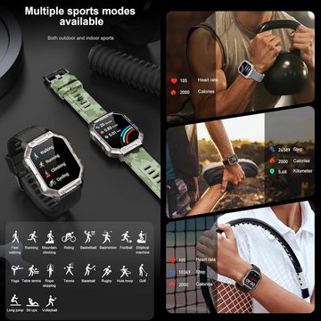 findtime Smartwatch (1,83 Zoll, Android, iOS), mit Sportuhren Fitnessuhr Wasserdicht Armbanduhren Outdoor Military