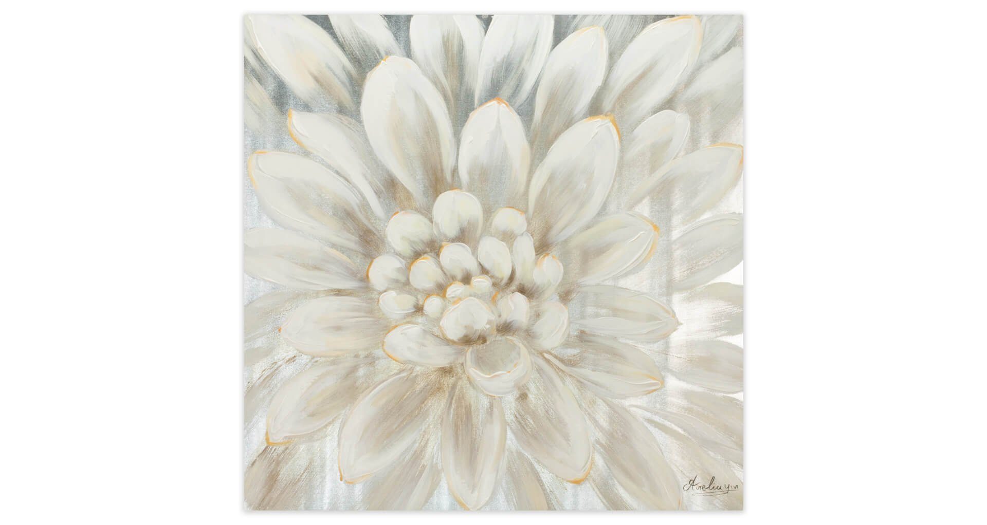 Alabaster 80x80 Gemälde Wohnzimmer 100% Wandbild KUNSTLOFT Leinwandbild HANDGEMALT Dahlia cm,