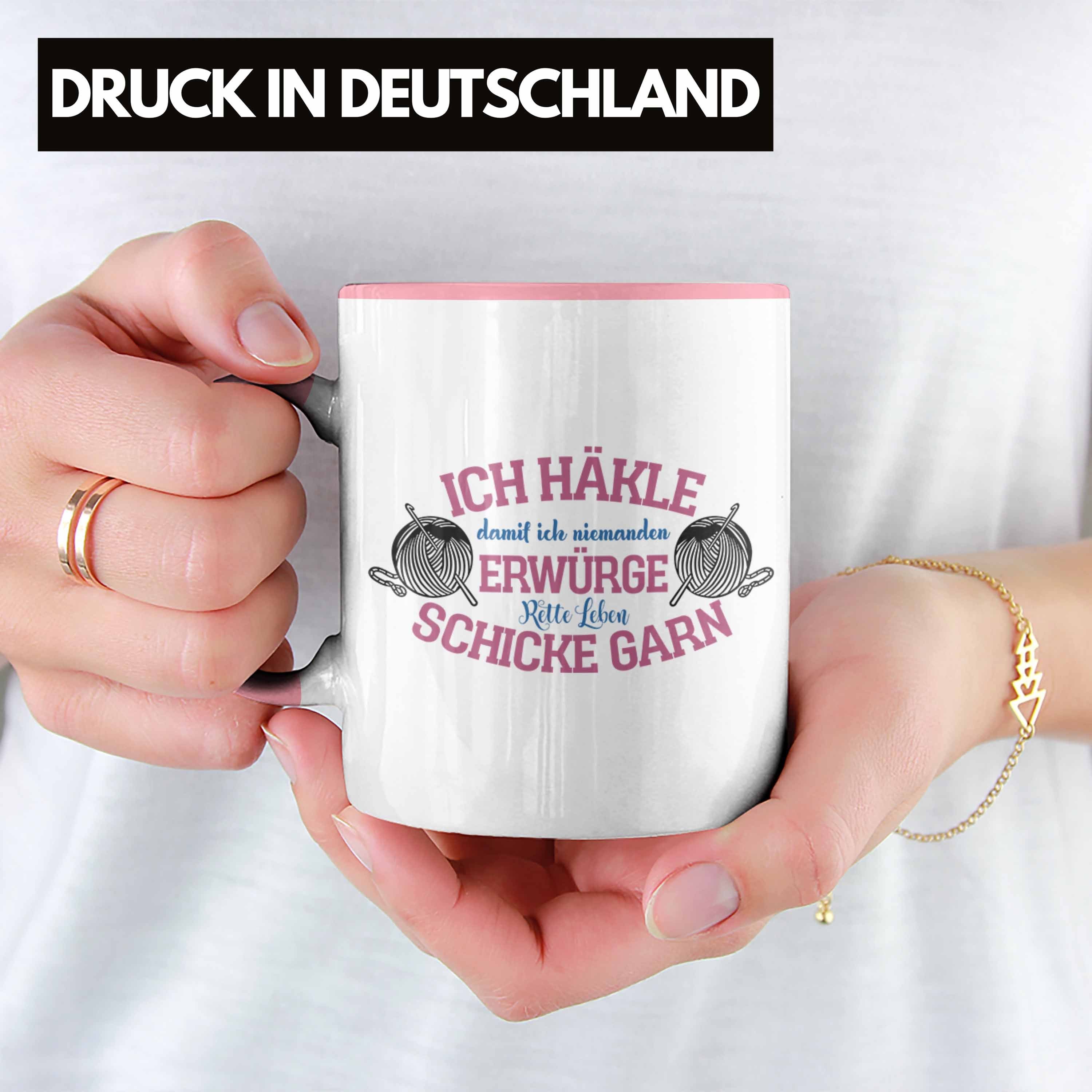 für und Geschenkidee Garn-Tasse Trendation Strick- Rosa Häkelbegeisterte Tasse