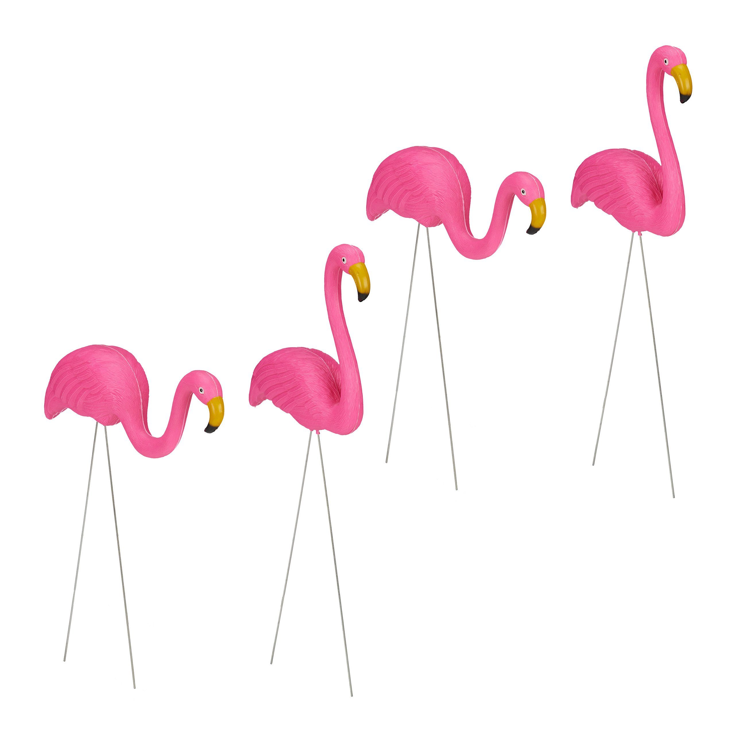 relaxdays Gartenfigur 4 x Figur Flamingo