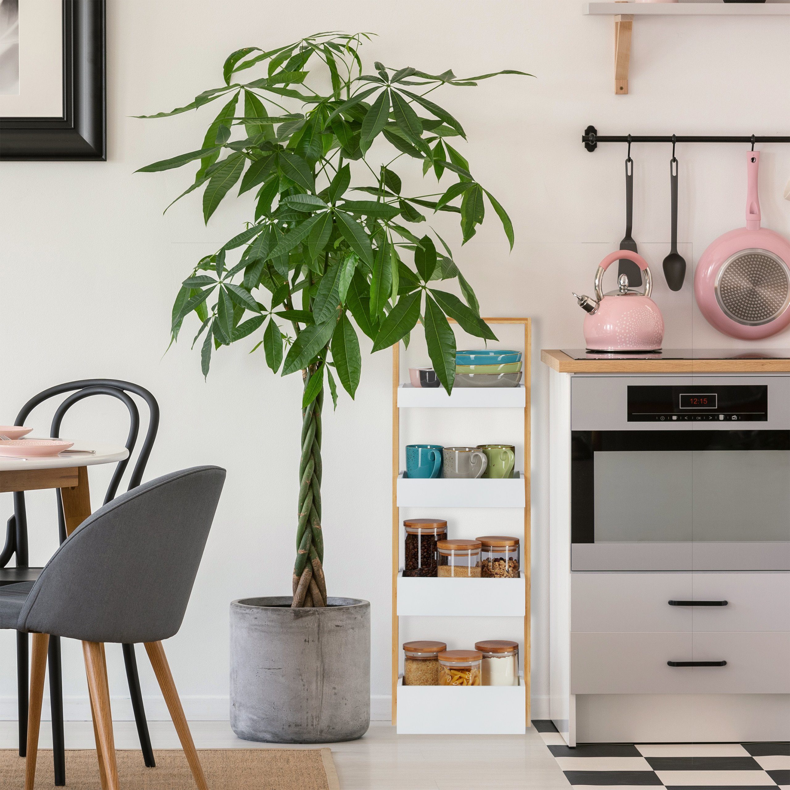 relaxdays Badregal mit 4 Ablage