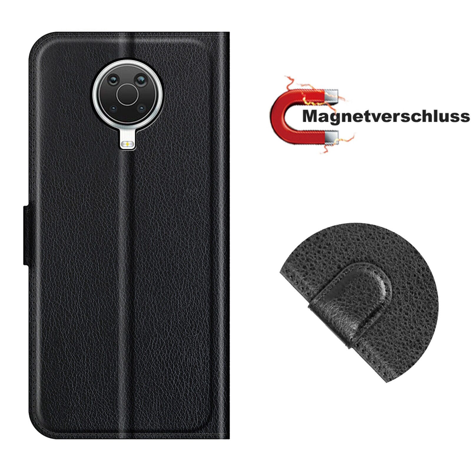 betterfon Handyhülle Handytasche für Nokia G10 G20 Klapphülle Flip Case Schwarz, 3 Kartenfächer, Magnetverschluss & Standfunktion im Lederlook – Bild 4 von 5